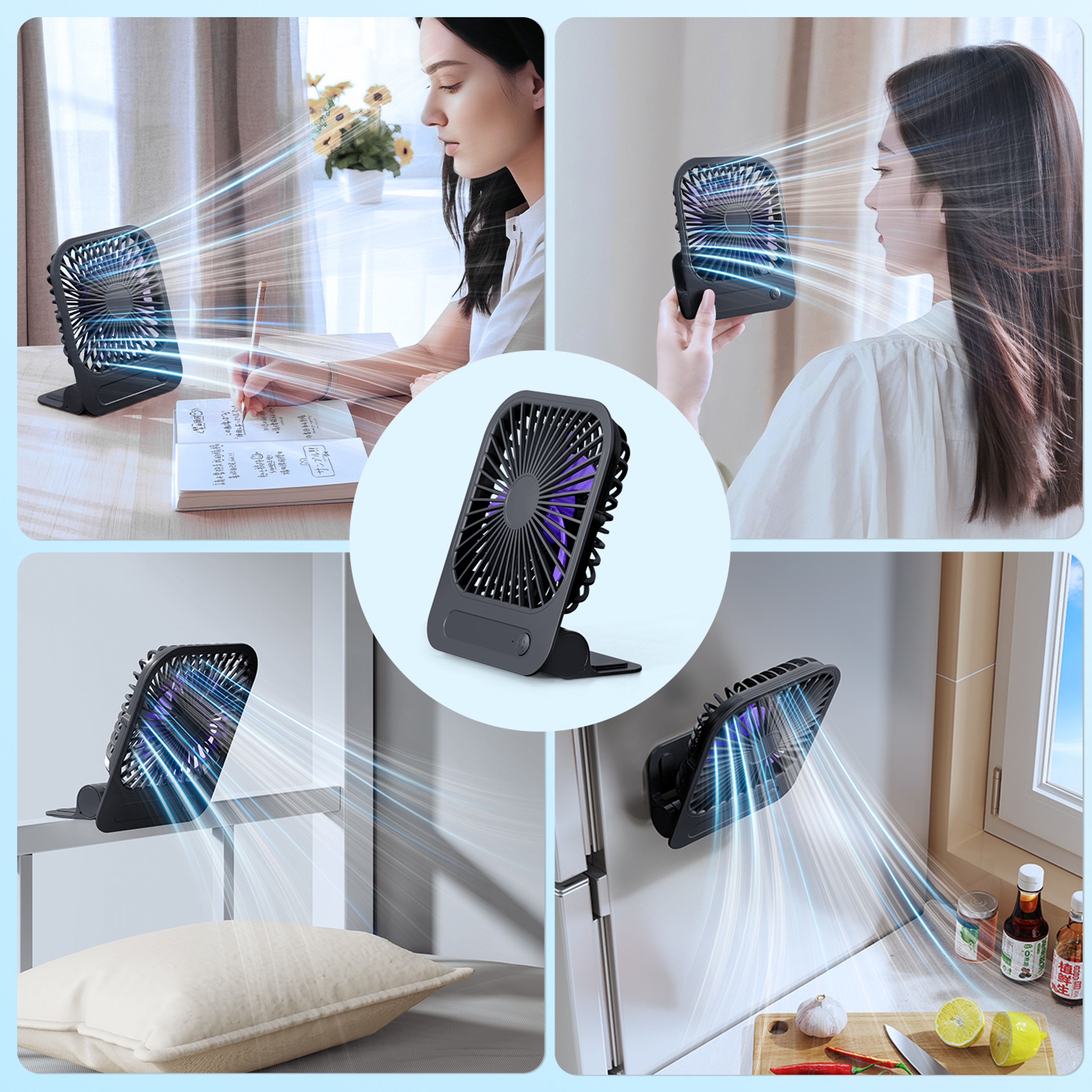Eary Recharge Able Wall Fan With Magnetic Mount Speed Portable Cooling 3