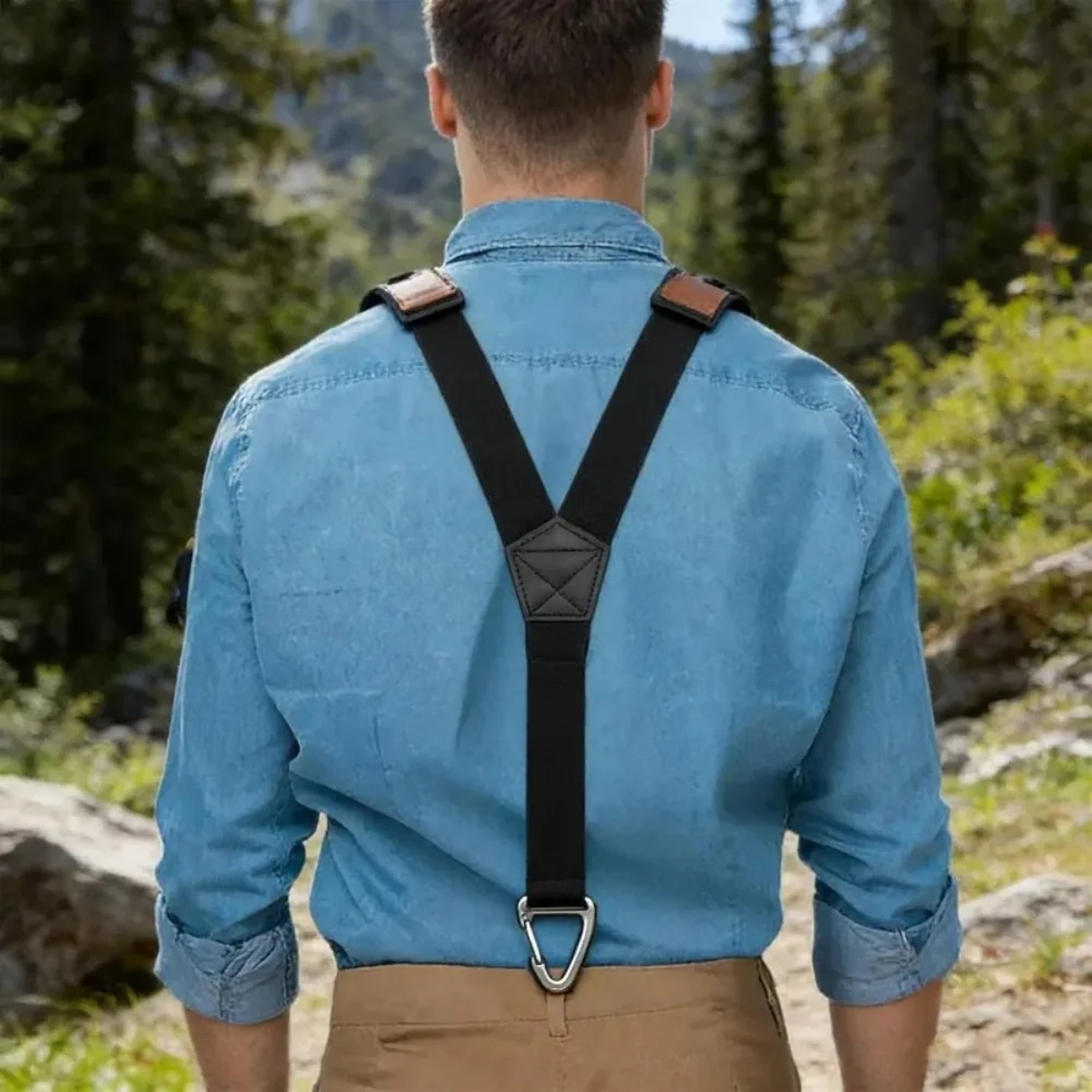 Heavy Duty Work Suspenders for Men Adjustable Y Back Trouser Braces – view 3