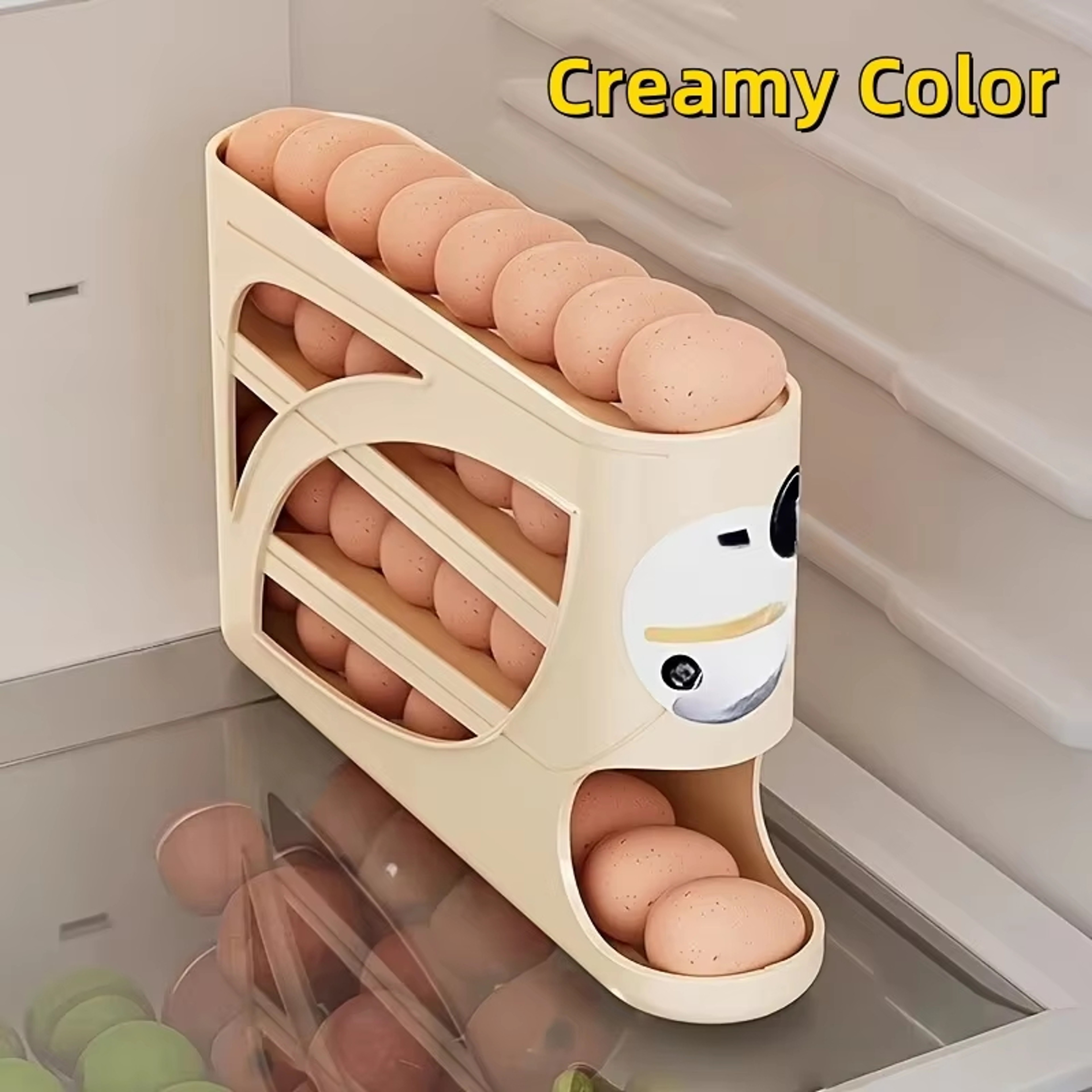 Rolling Egg Holder And Egg Organizer For Refrigerator Space Saving Automatic Dispenser 6