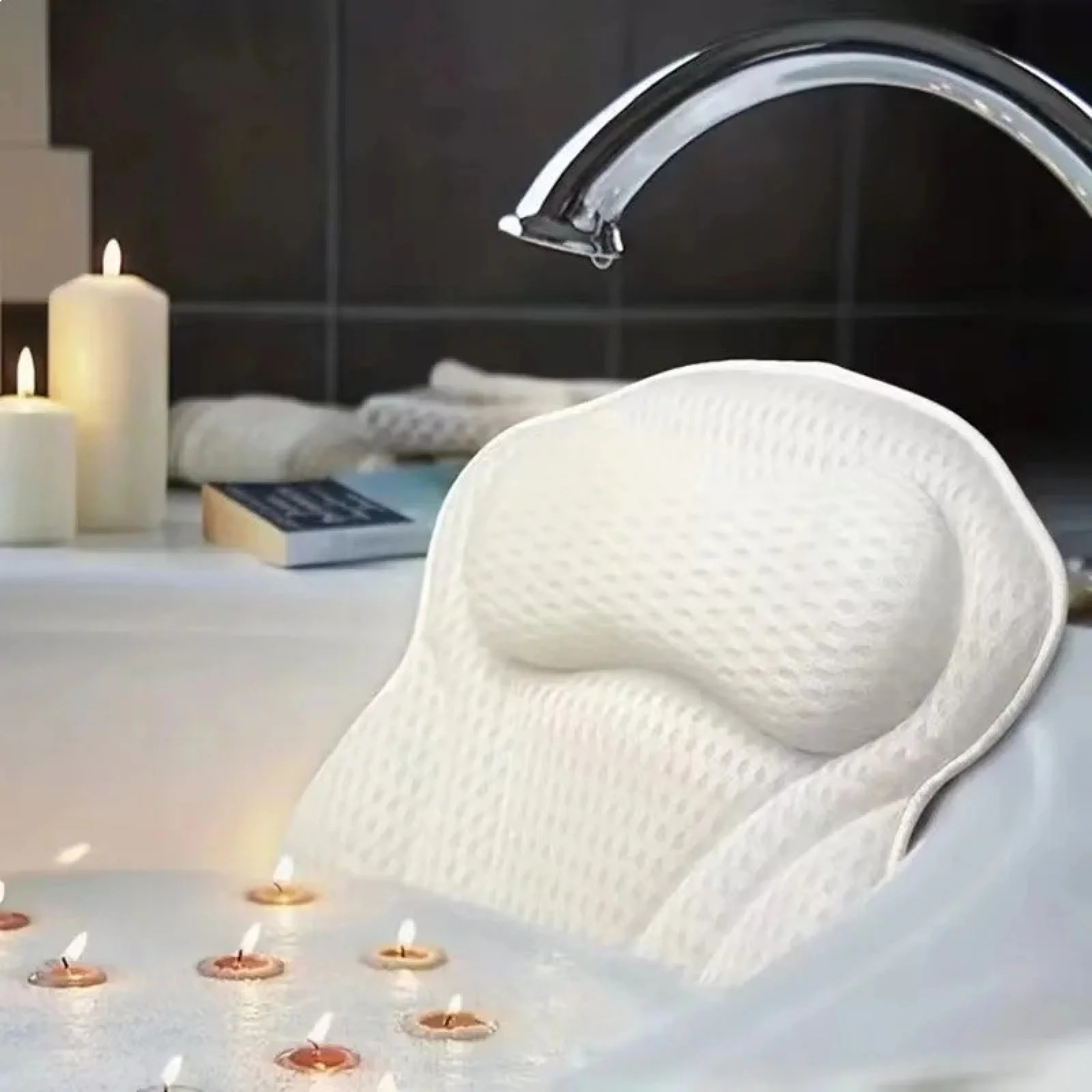 Luxury Bathtub Pillow For Neck And Back Support With Strong Suction Cups 2