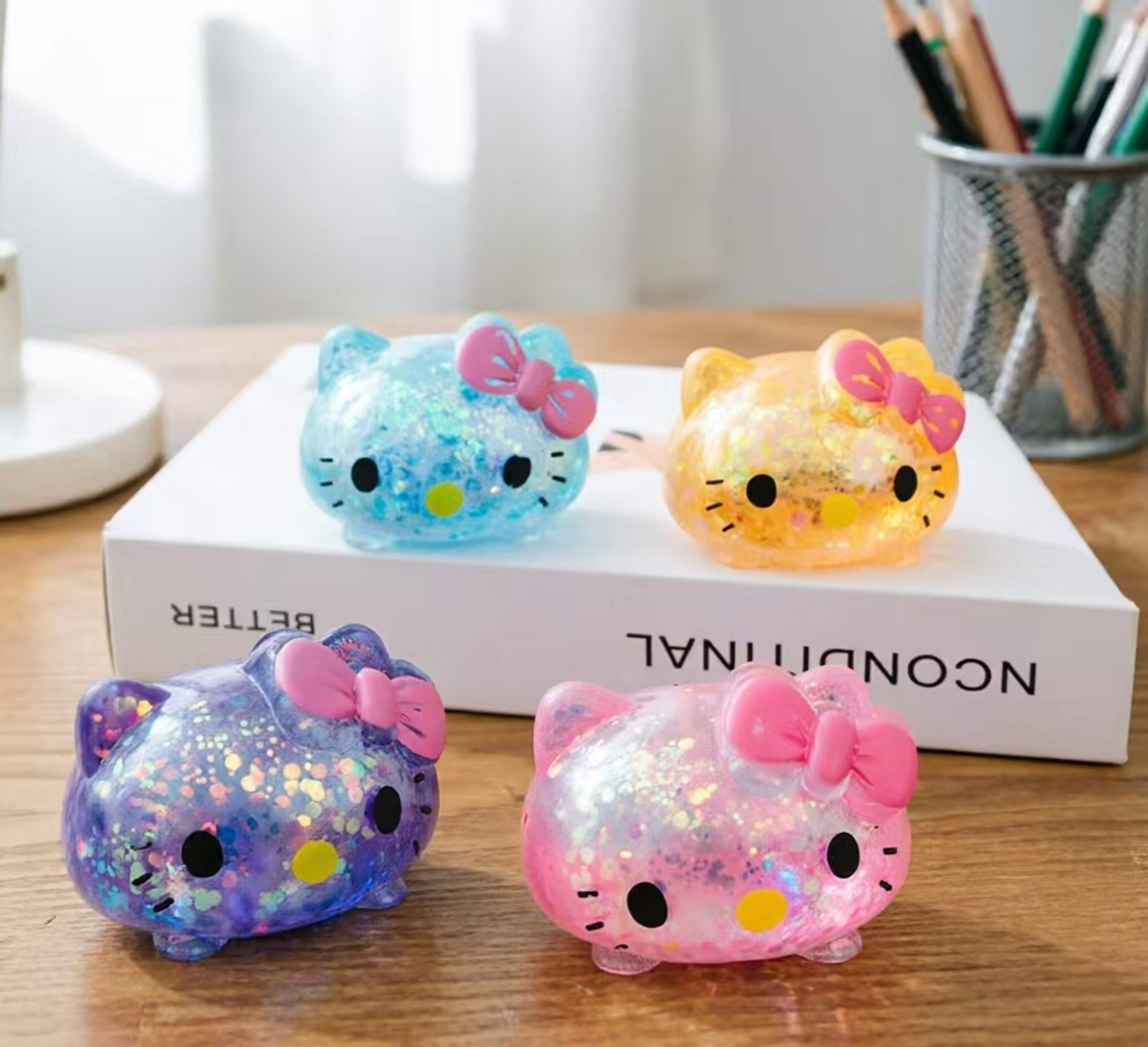 Hello Kitty Glitter Squishy Stress Ball Slow Rising Sensory Fidget Toy 0