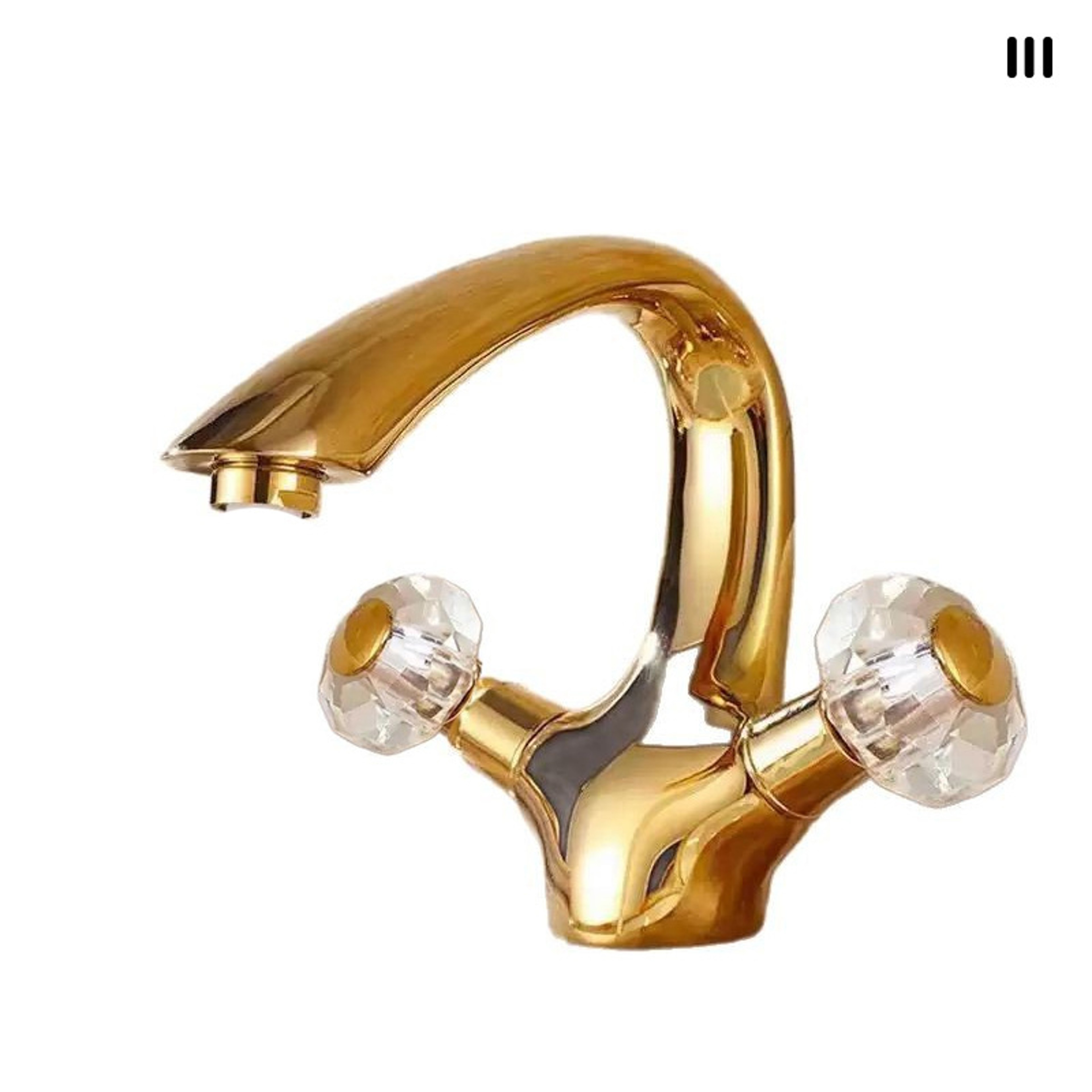 Gold Brass Crystal Handle Bathroom Faucet Deck Mounted Hot And Cold Basin Mixer 0