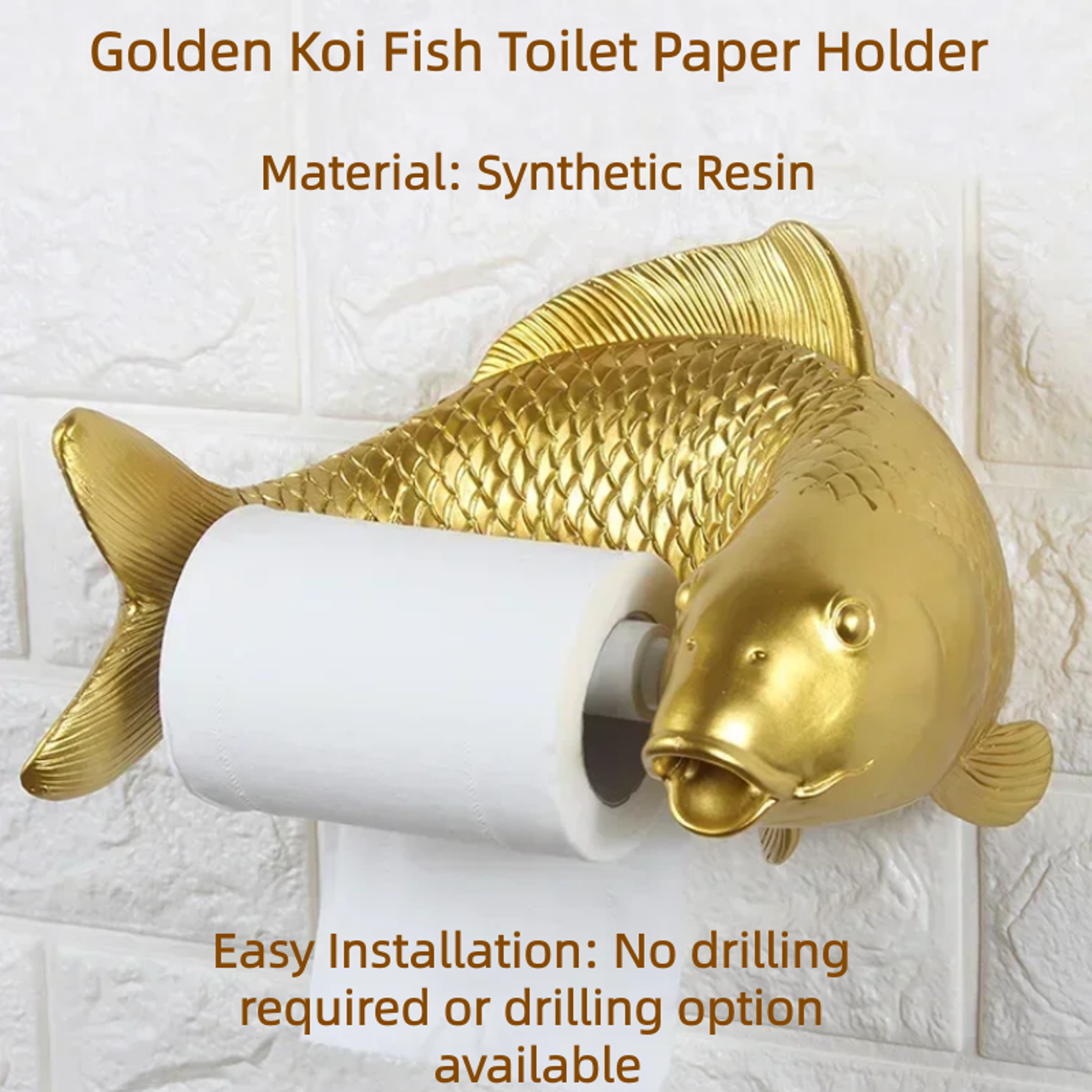Koi Fish Toilet Paper Holder No Drill Wall Mounted Bathroom Tissue Holder 1