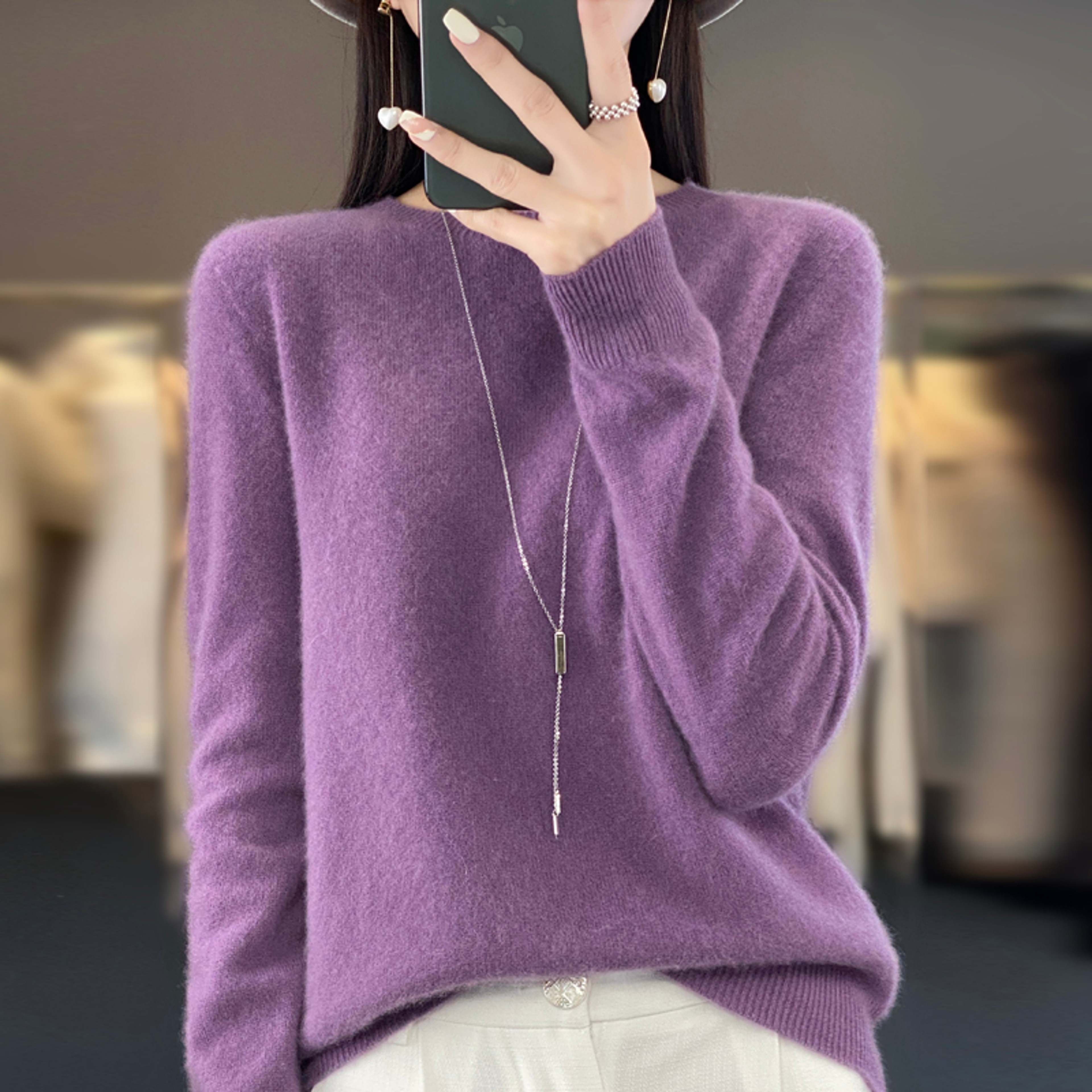 Womens Merino Wool Sweater Soft Crew Neck Winter Pullover 4