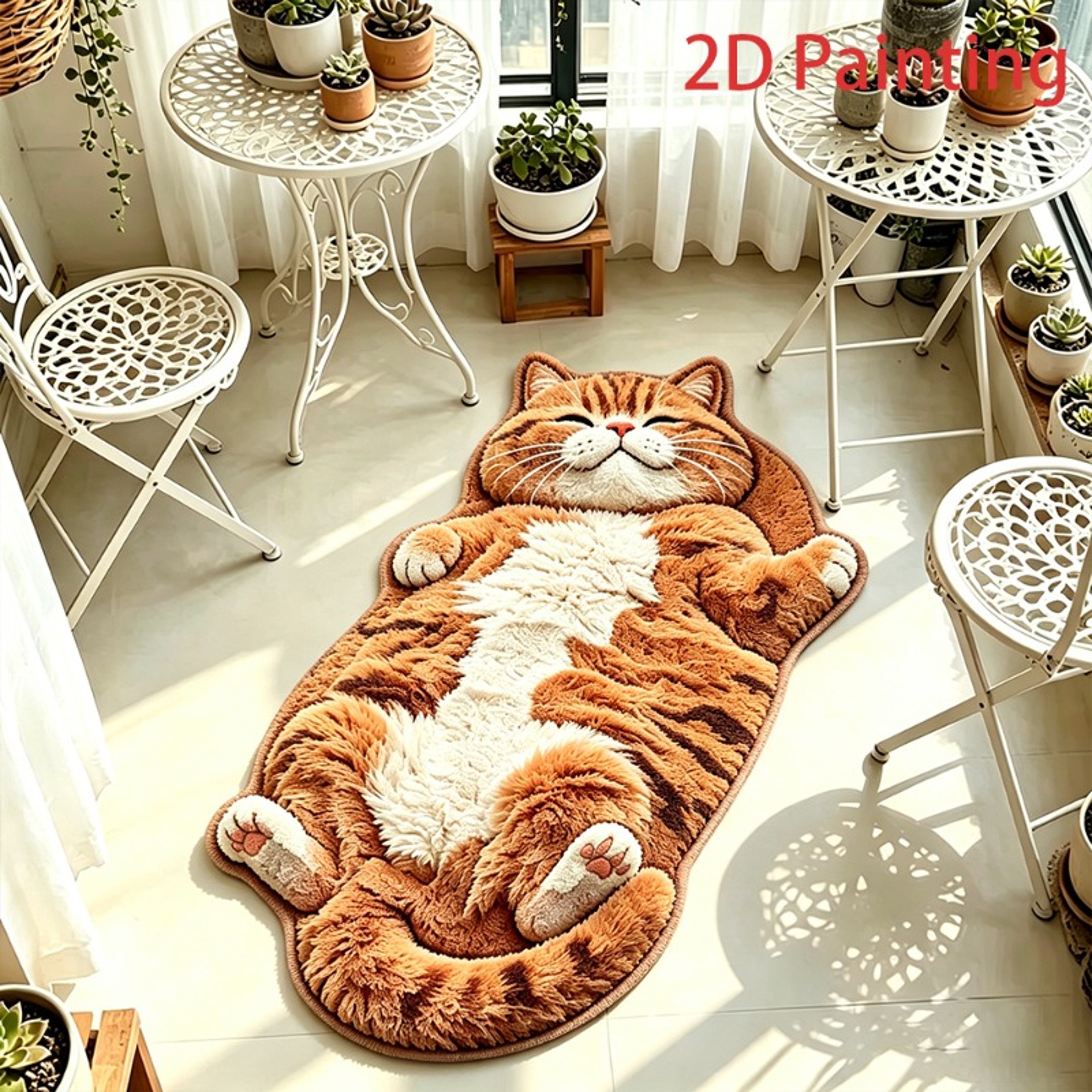 Cozy Cat Shaped Rug Soft Plush Non Slip Bedside Mat For Bedroom And Living Room 2