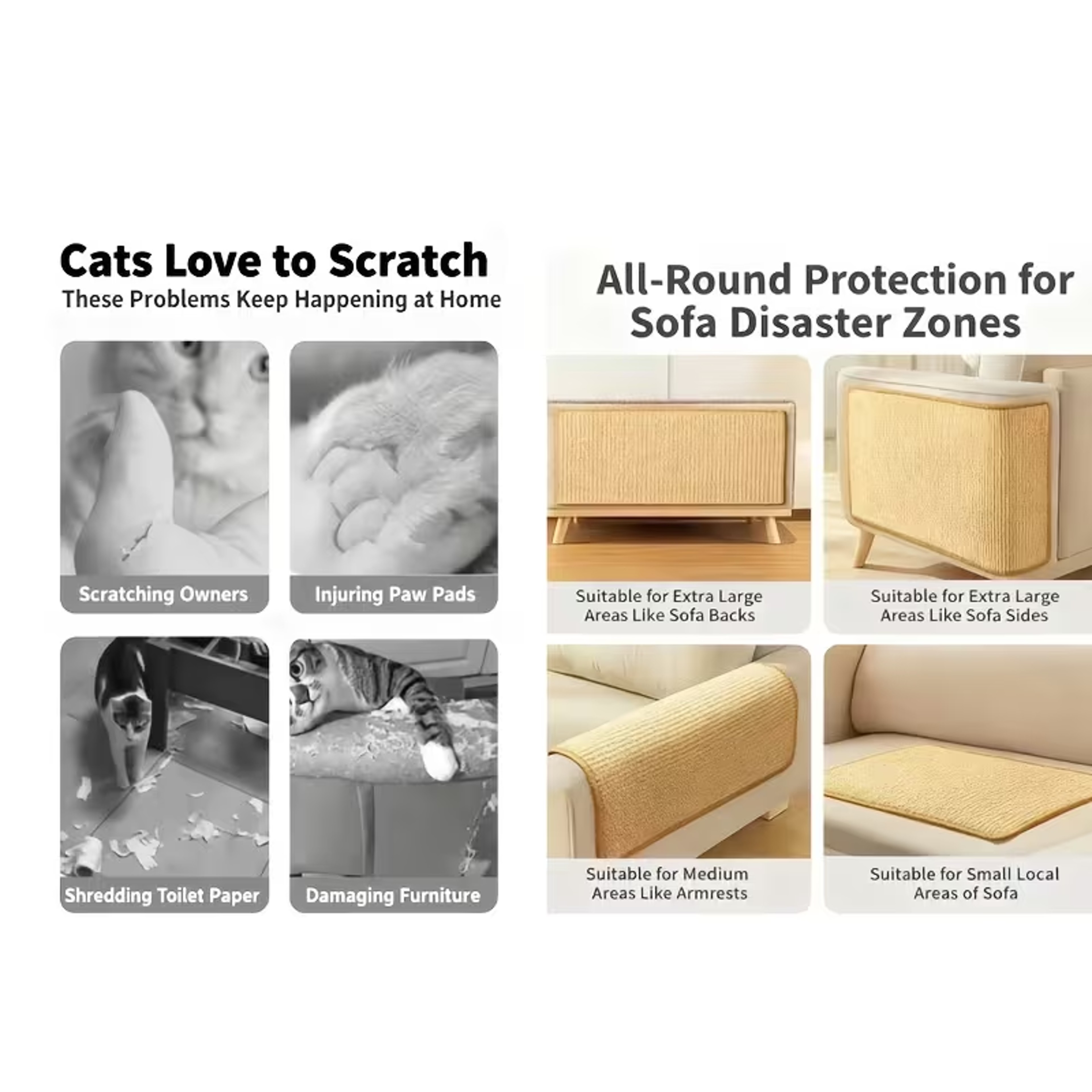 Space Saving Sisal Cat Scratcher with Hanging Ball and Furniture Protection – view 2