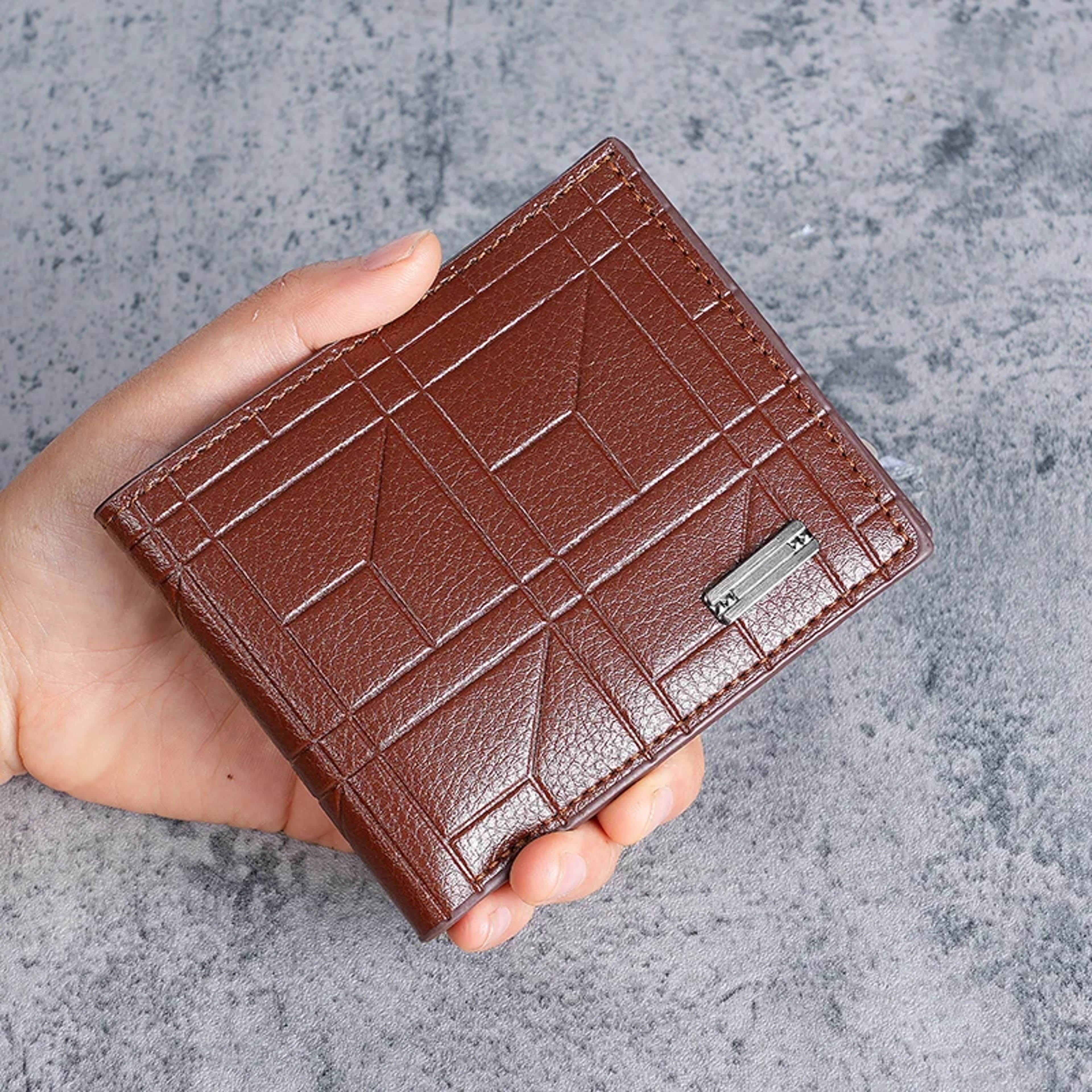 Modern Checkered Mens Bifold Wallet With Multi Card Holder And Large Capacity 0