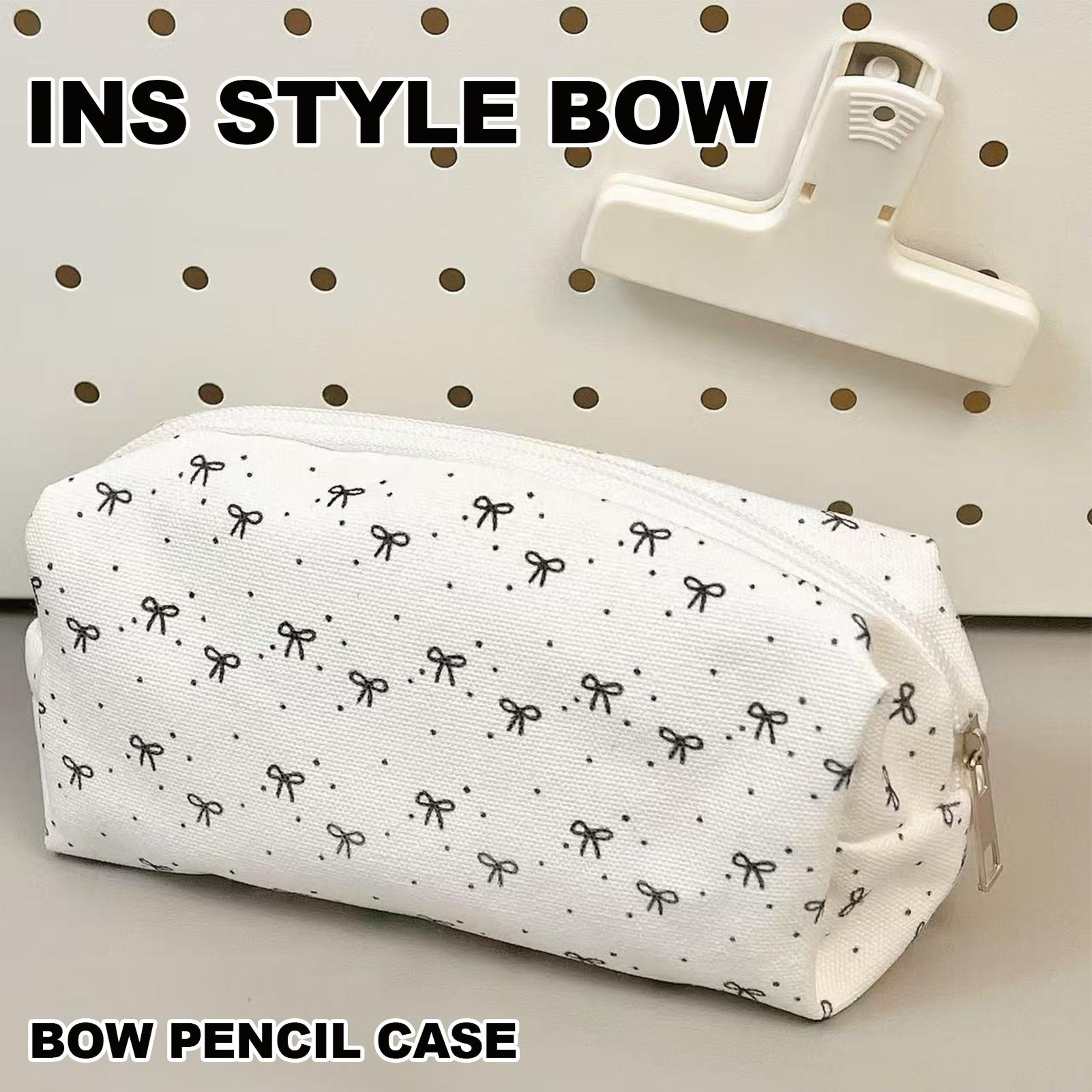 Bow Pattern Large Capacity Pencil Case Portable Stationery Organizer For School And Travel 1