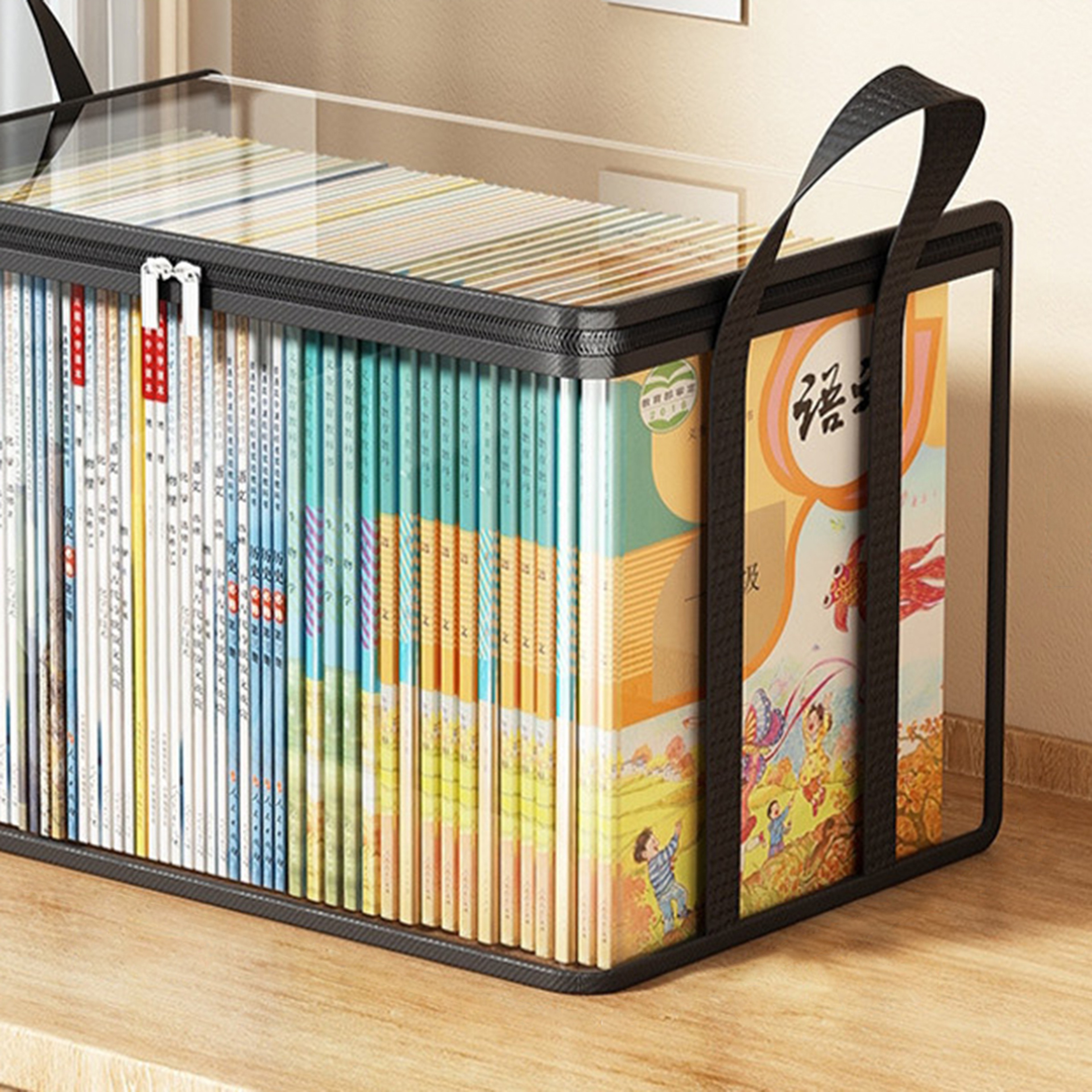Foldable Water Proof Book Storage Box Large Capacity PVC Book Organizer  Portable Book Bag 5