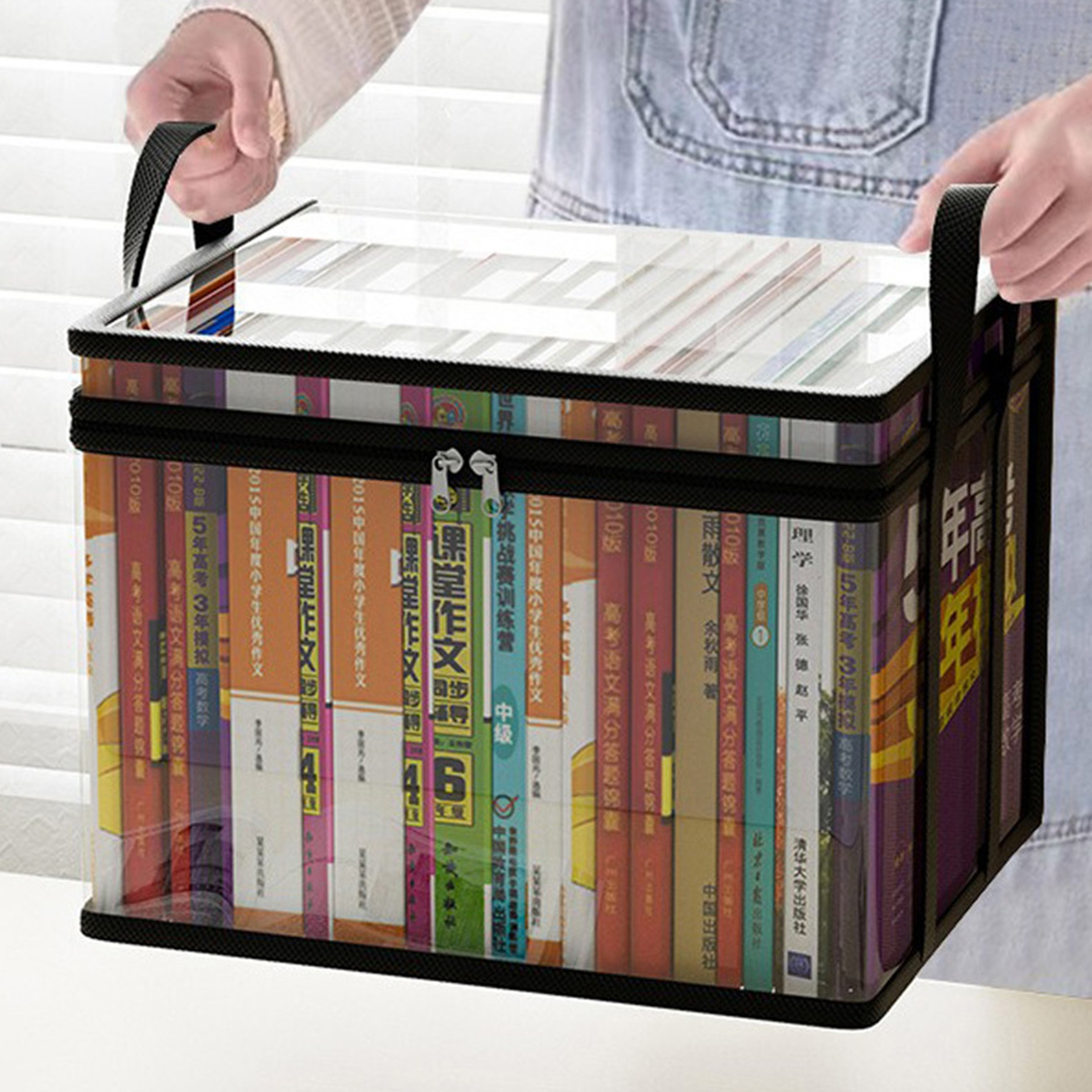 Foldable Water Proof Book Storage Box Large Capacity PVC Book Organizer  Portable Book Bag 6