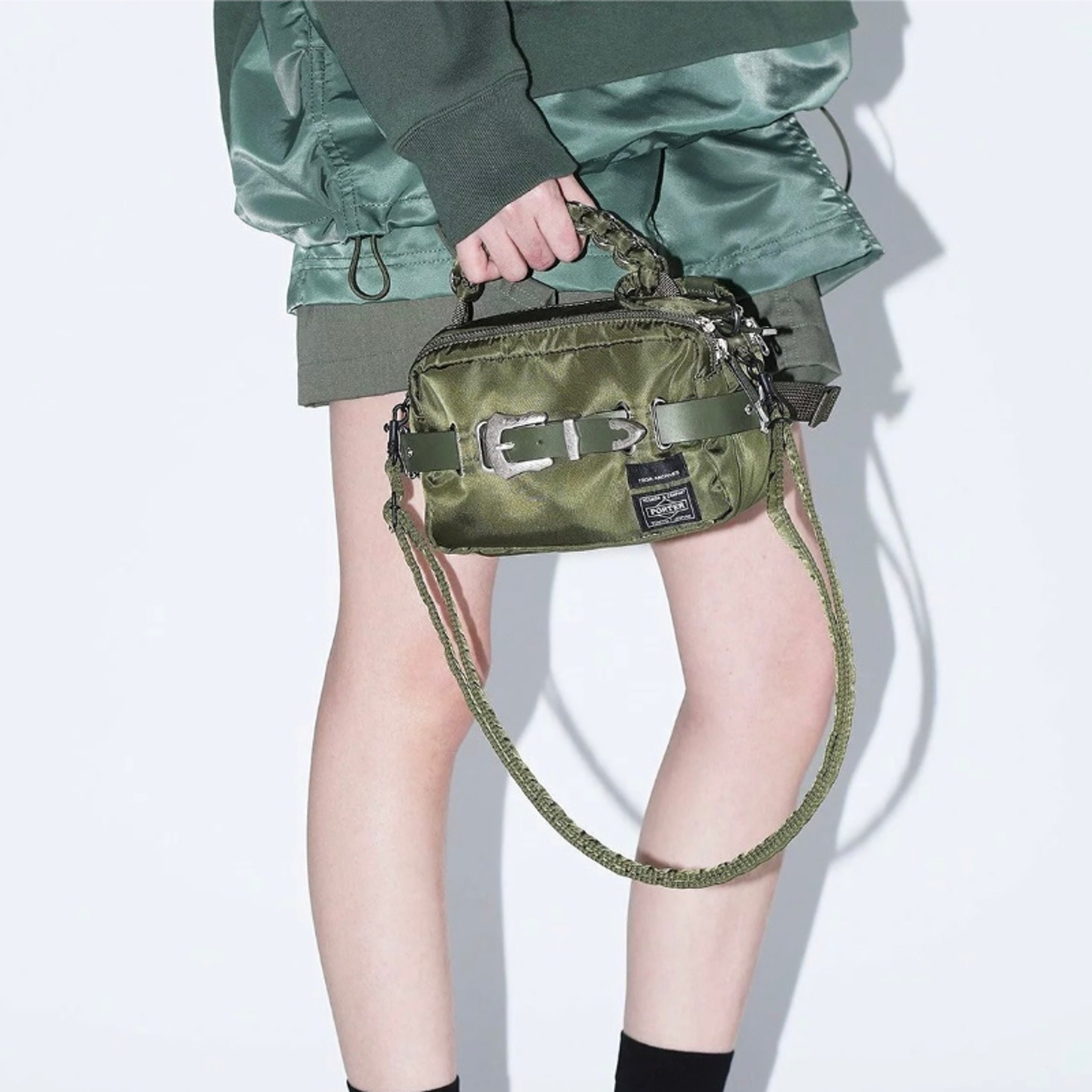 Nylon Crossbody Bag with Braided Handle and Double Zip – view 2