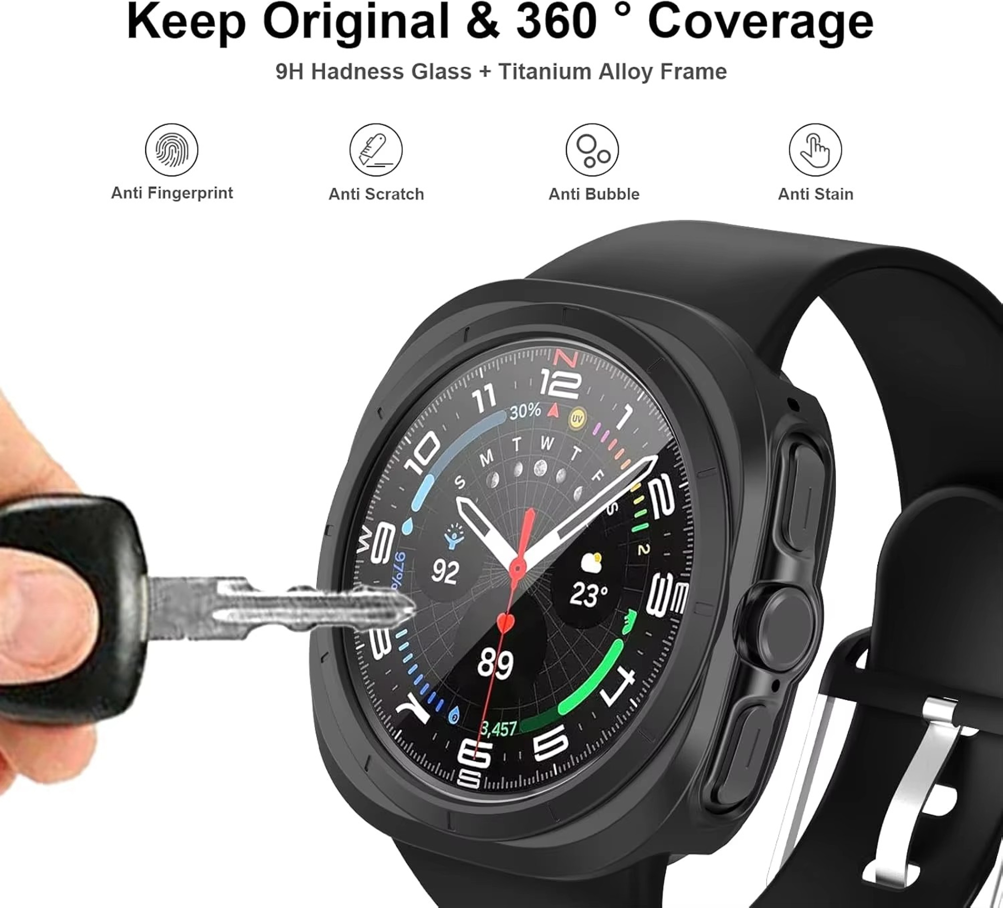 Watch Ultra Case With Tempered Glass Screen Protector 3