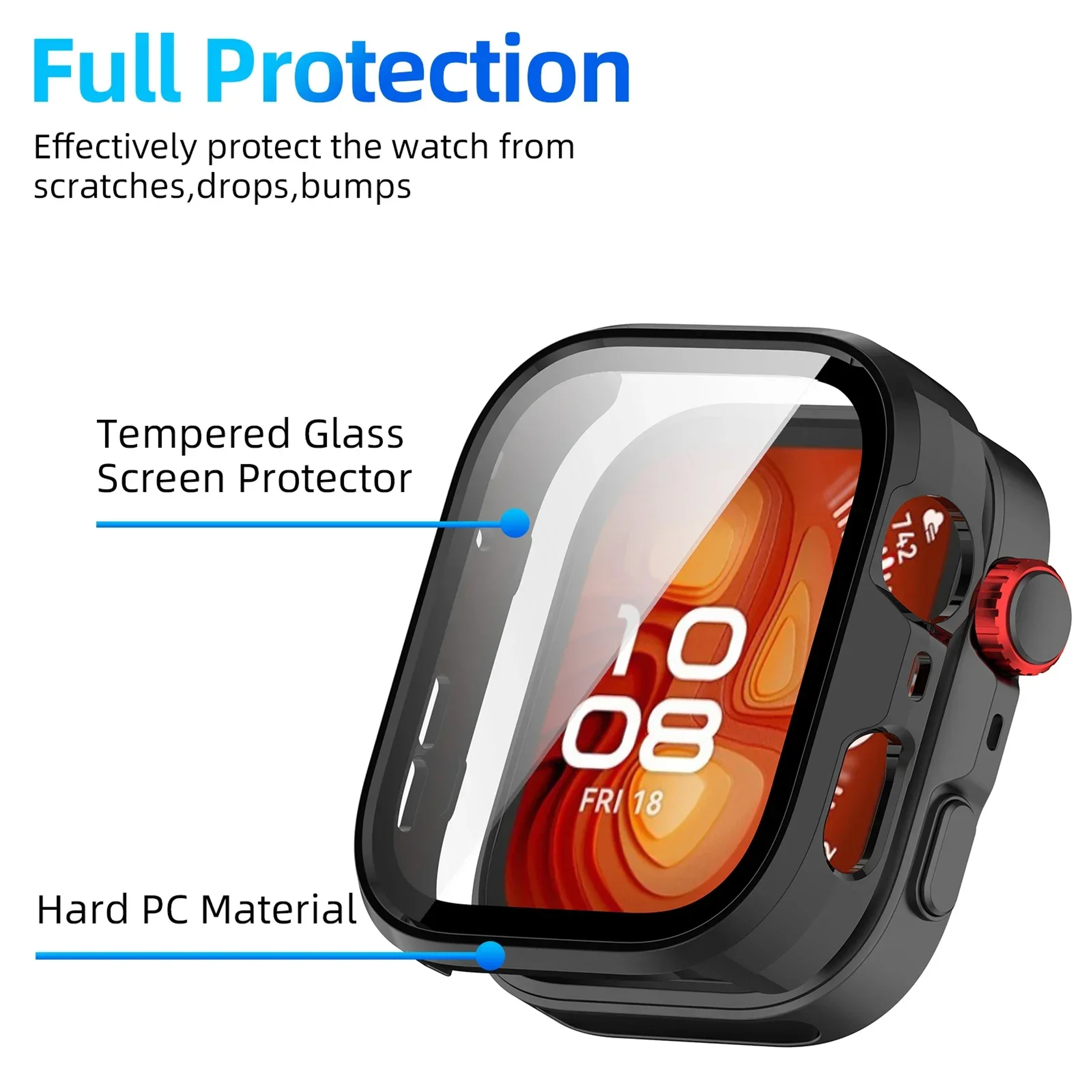 Watch Fit Pro Protective Case With Tempered Glass Screen Protector 5
