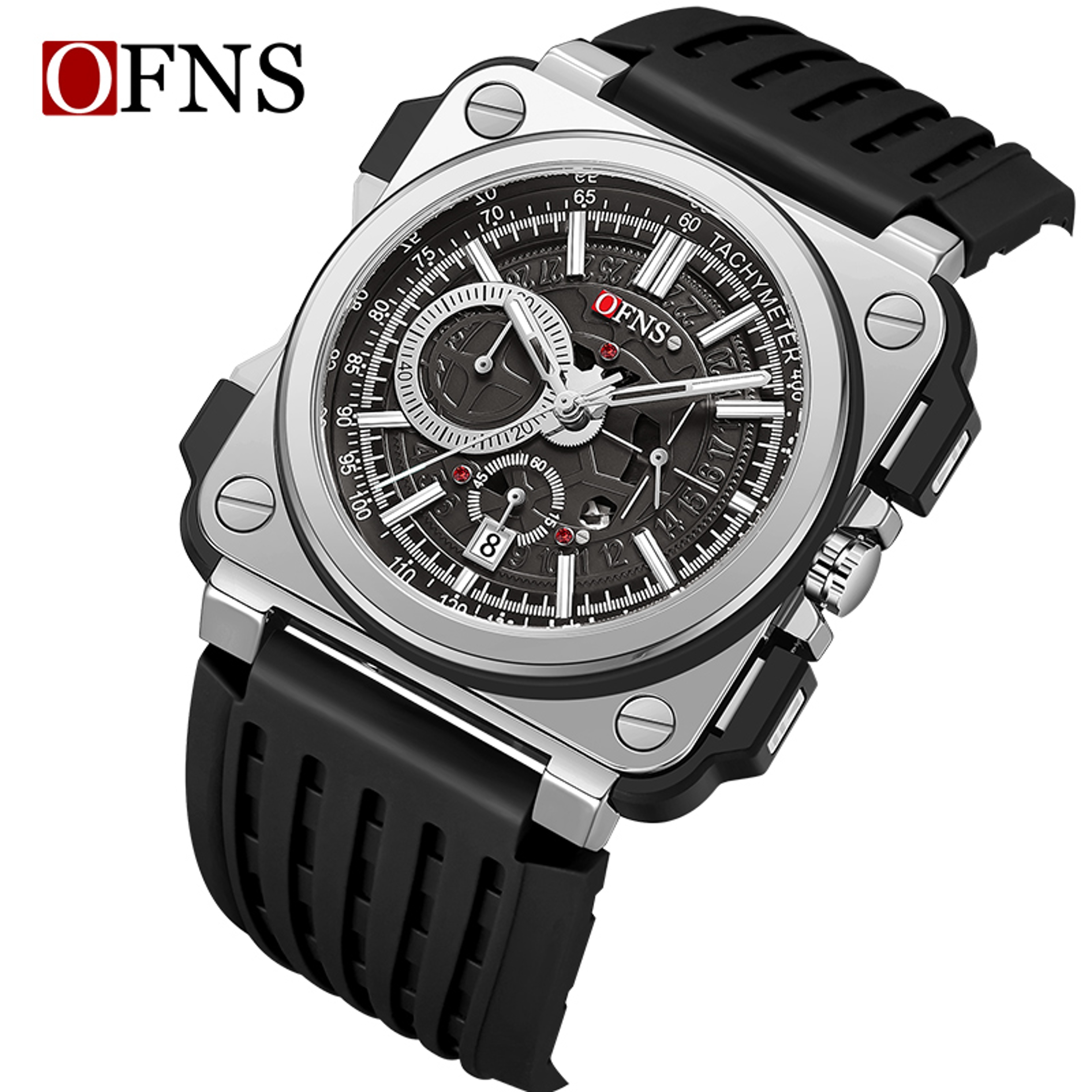 Bold Dial Mens Quartz Watch With Silicone Strap 7