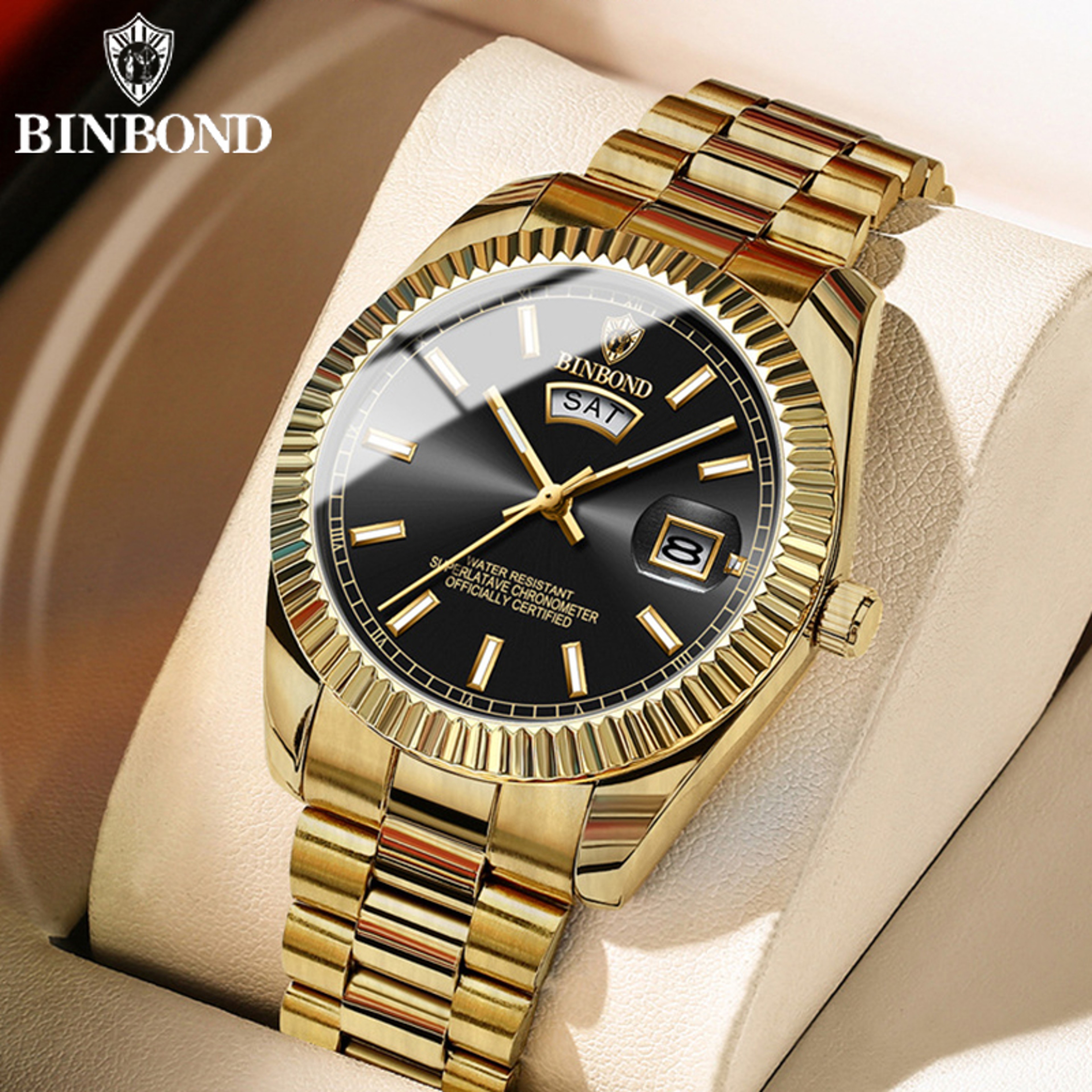 Mens Quartz Watch With Luminous Day Date Display And Water Resistance 1