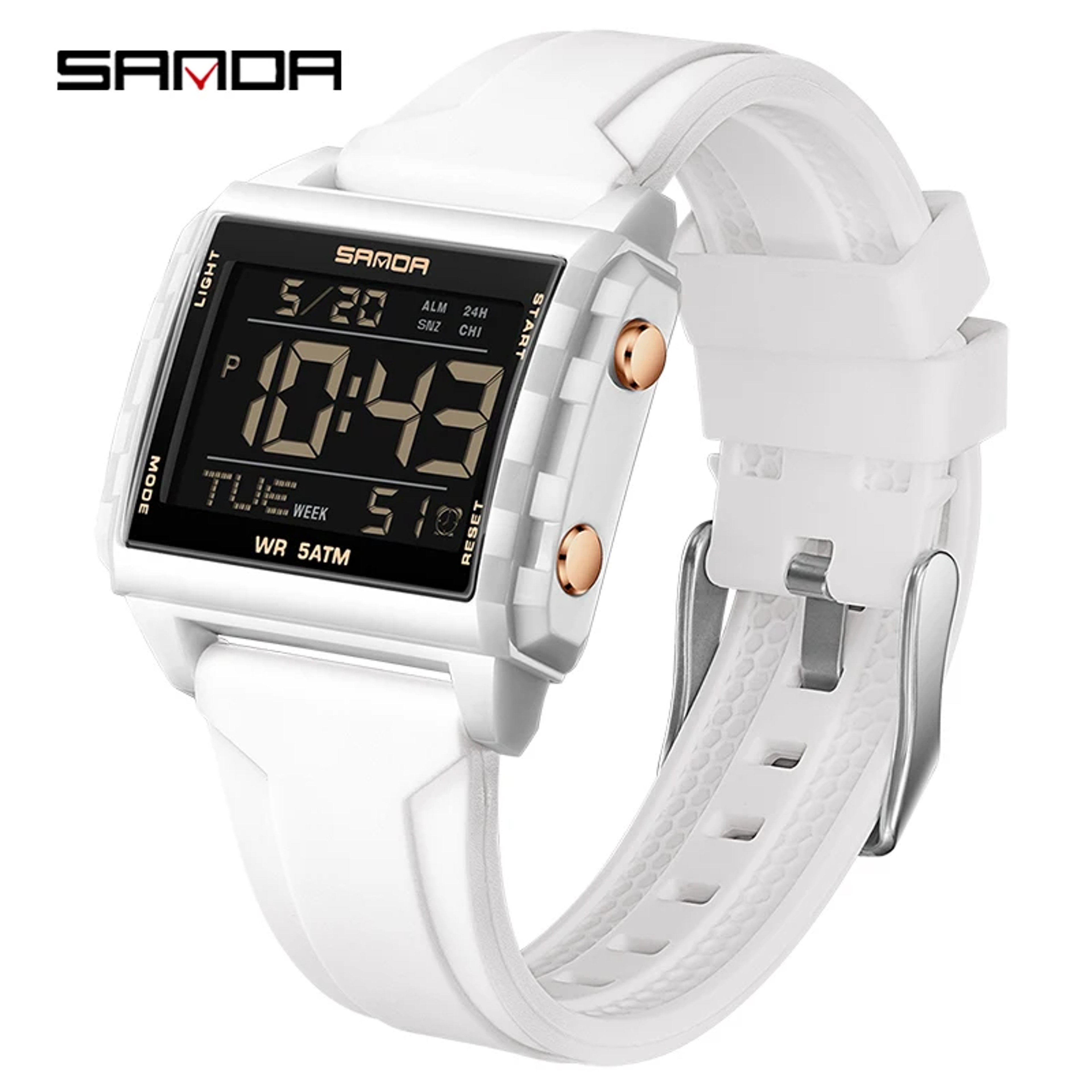 Square Digital Sports Watch With Countdown Timer LED Backlight And Water Resistant Design 5