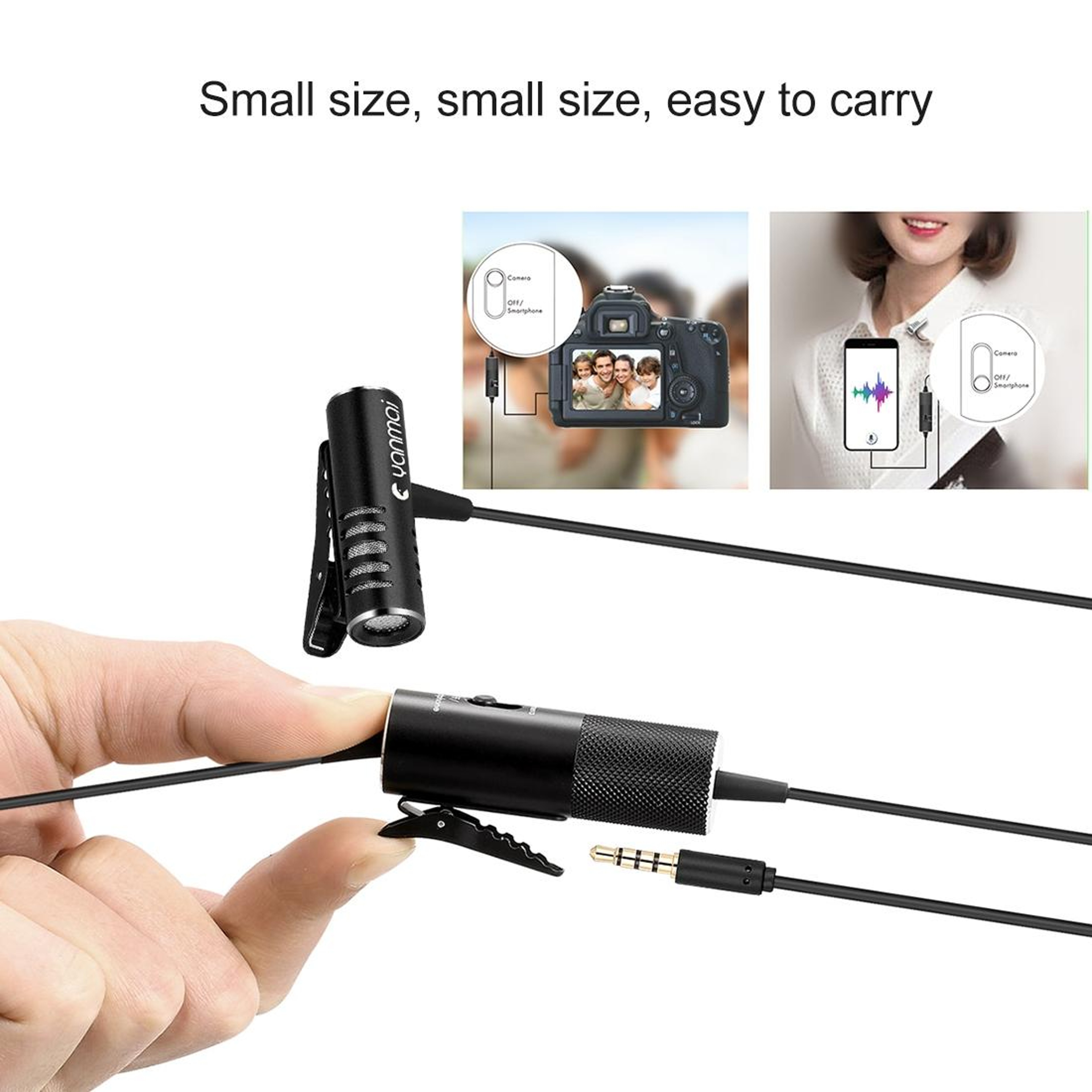 Omnidirectional Lavalier Microphone with 3.5mm Plug for Interviews and Recording – view 6