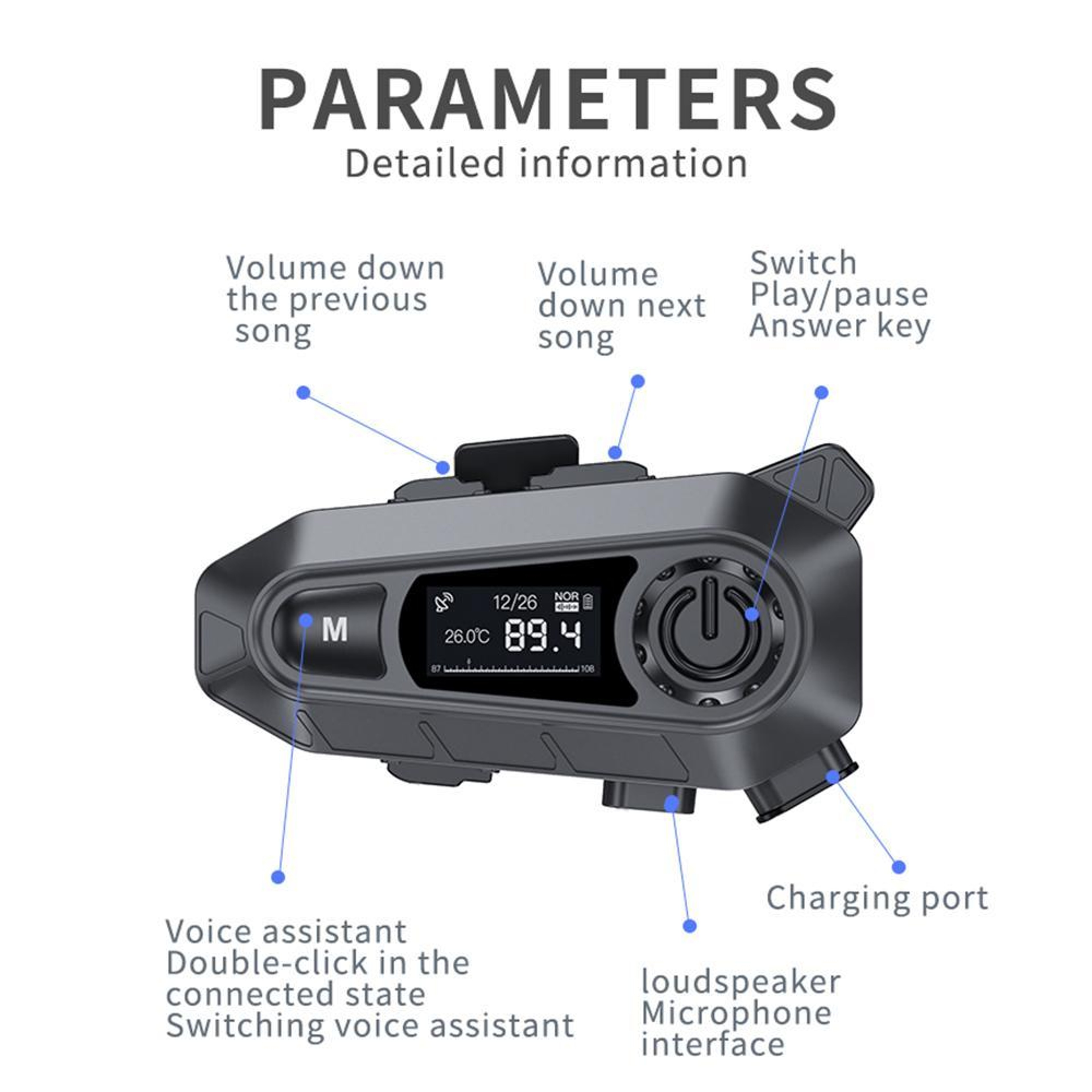 Motorcycle Helmet Bluetooth Headset A1 With IP67 Waterproofing And Noise Reduction 2