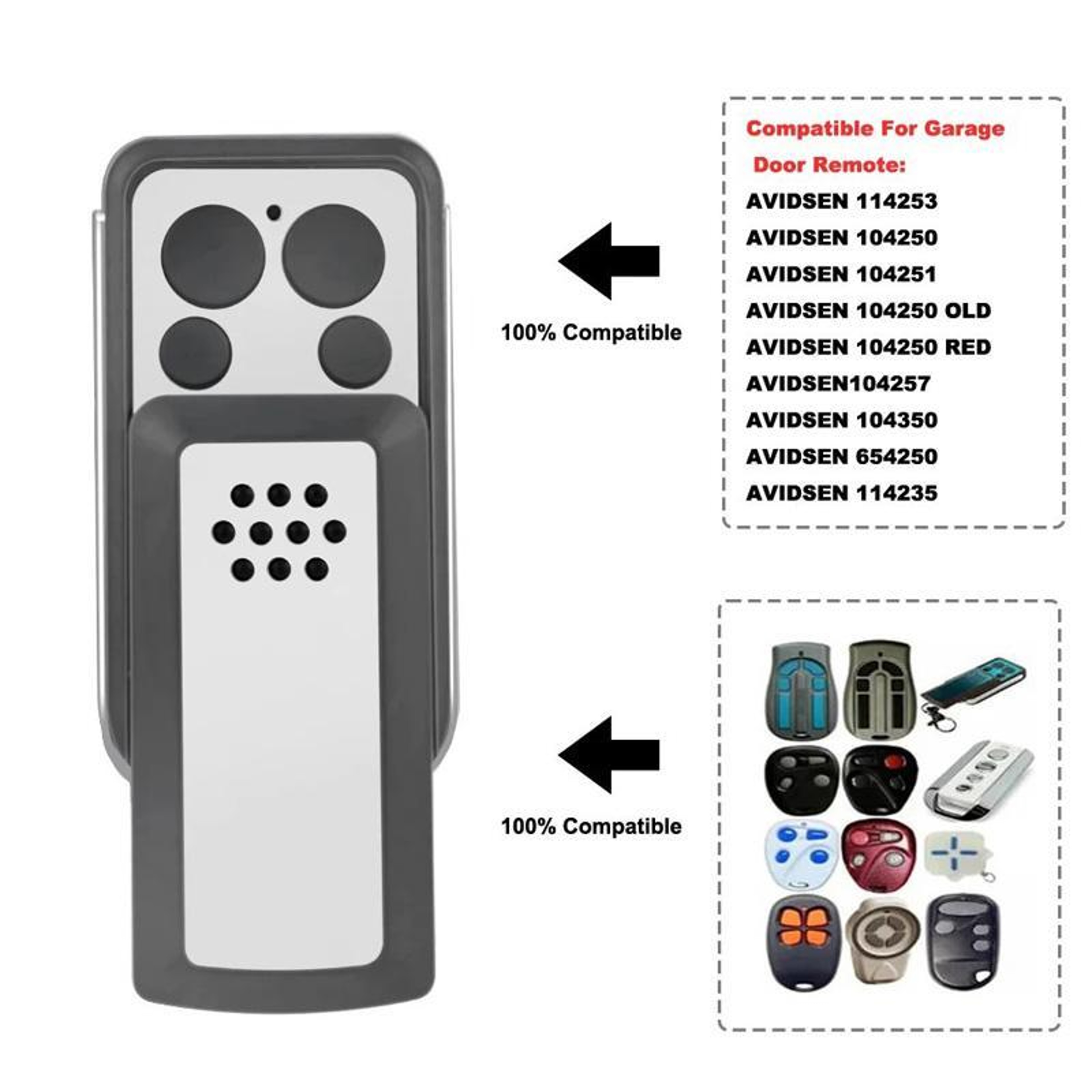 Garage Door Remote Control 433.92MHz 4 Channel Rolling Code Compatible with AVIDSEN – view 5