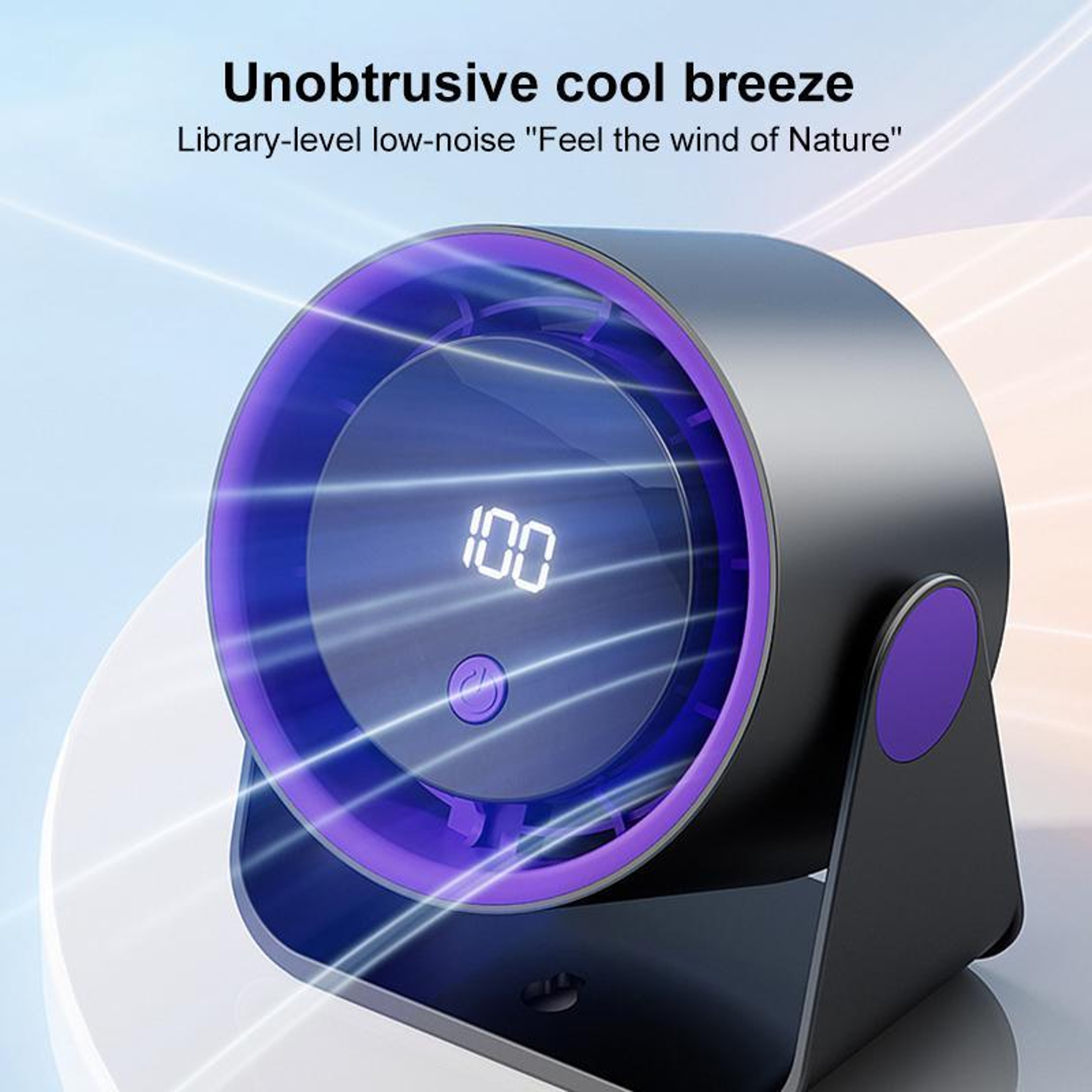Rechargeable Desktop Air Circulation Fan with 100 Speeds and Digital Display – view 2