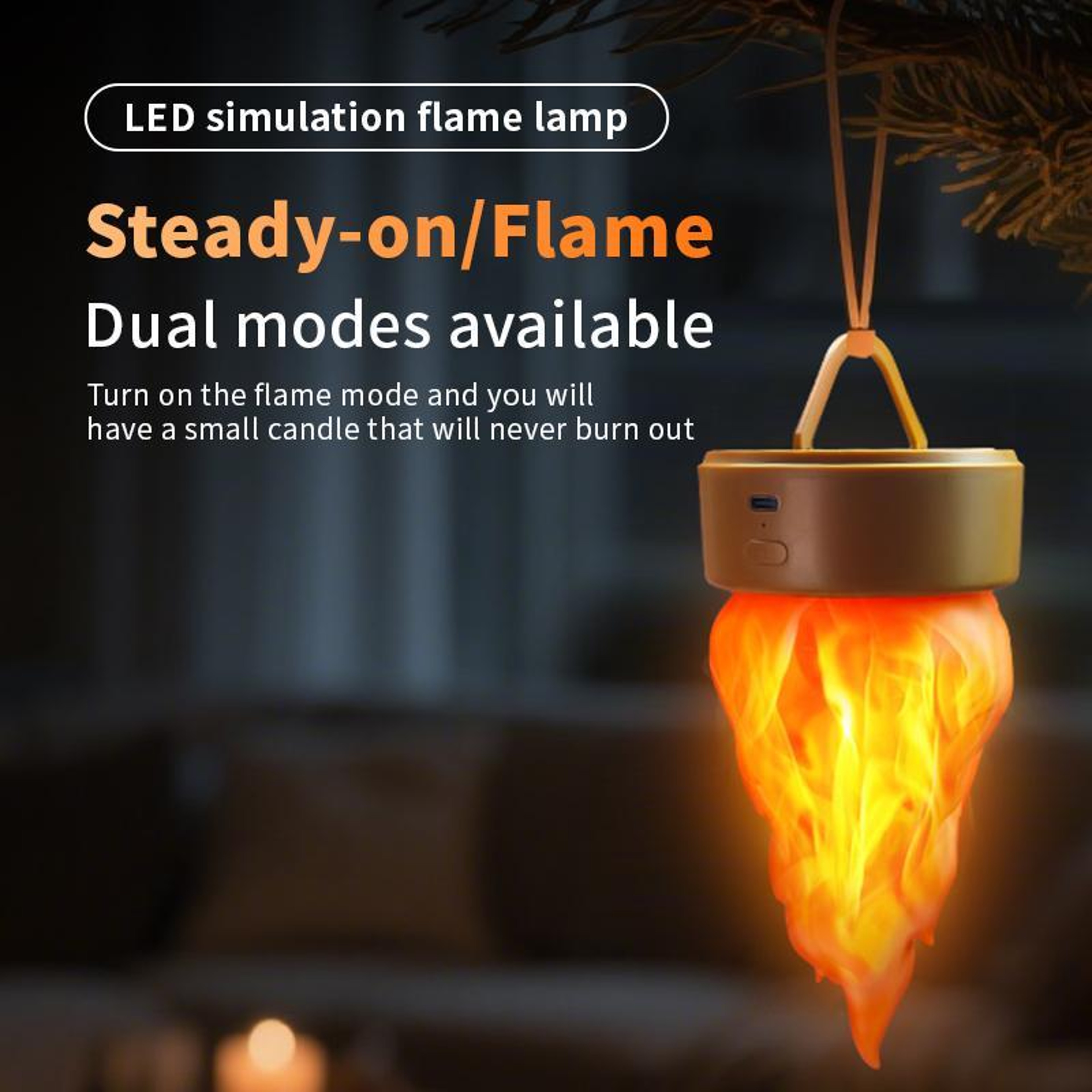 Rechargeable LED Flame Lamp with Flickering Fire Effect and Dimmable Lighting – view 5