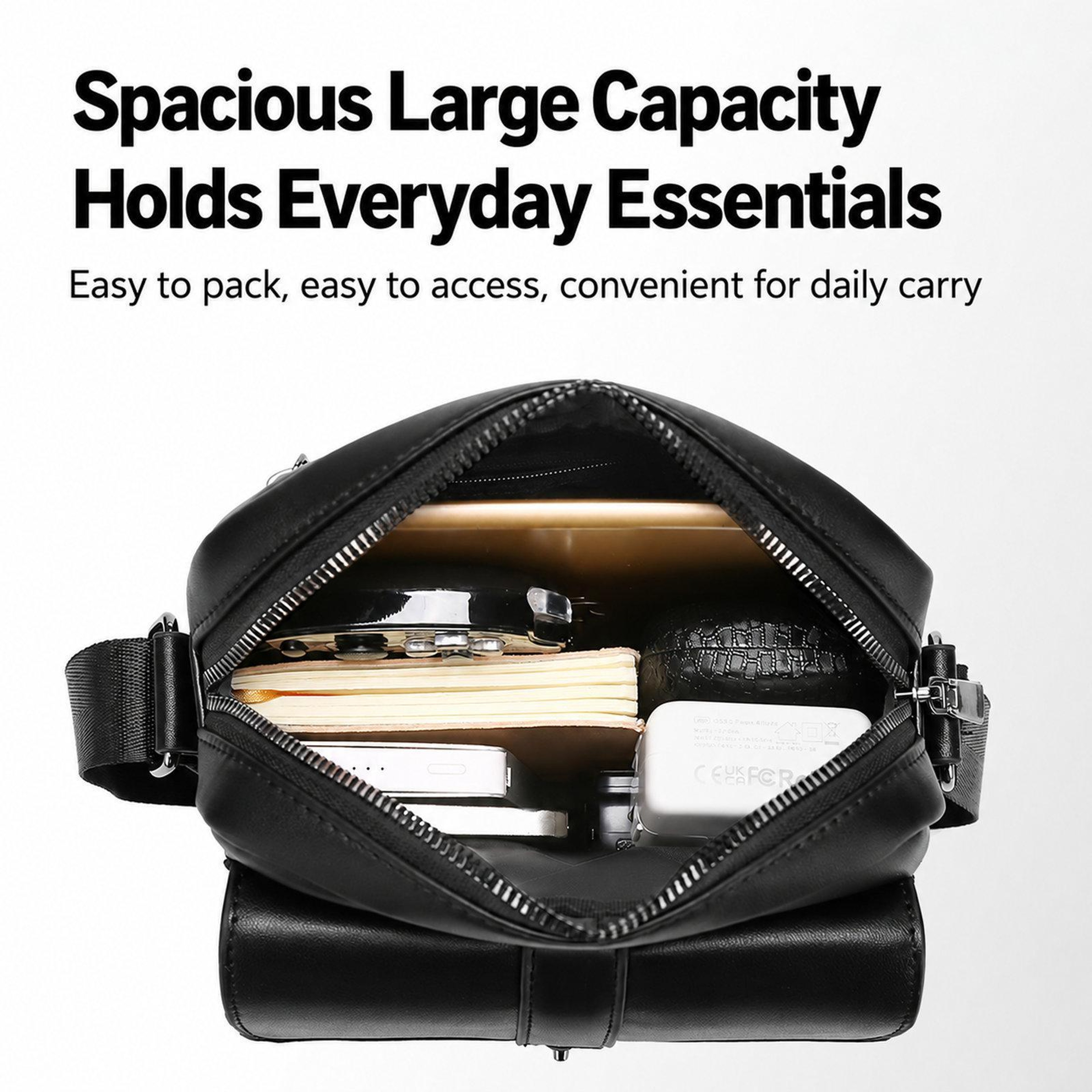 Mens Water Resistant Crossbody Shoulder Bag with Adjustable Strap and Multiple Pockets – view 3