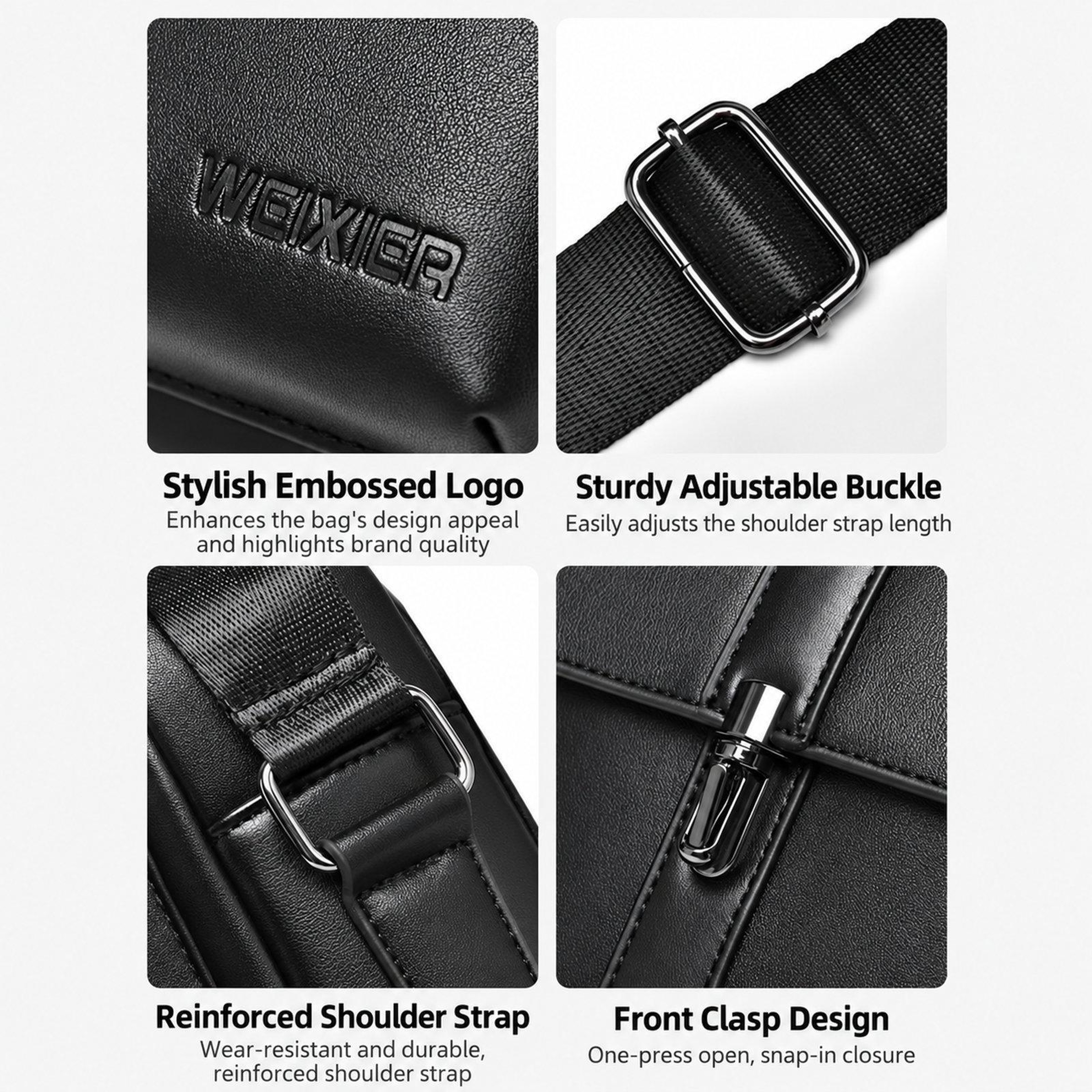 Mens Water Resistant Crossbody Shoulder Bag with Adjustable Strap and Multiple Pockets – view 5