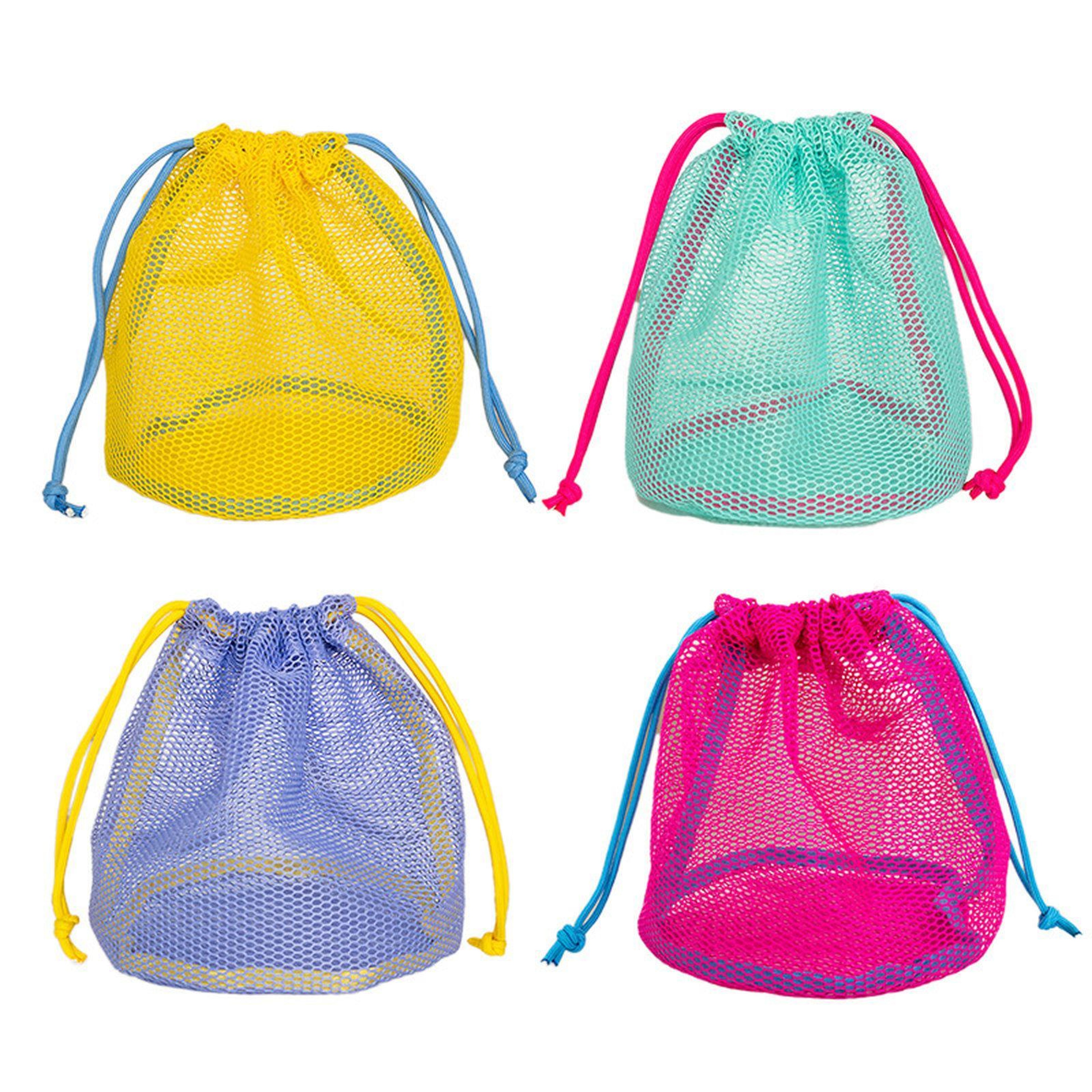 Mesh Drawstring Storage Bag Breathable Blue Travel Toiletry Pouch for Beach and Swim Gear – view 2