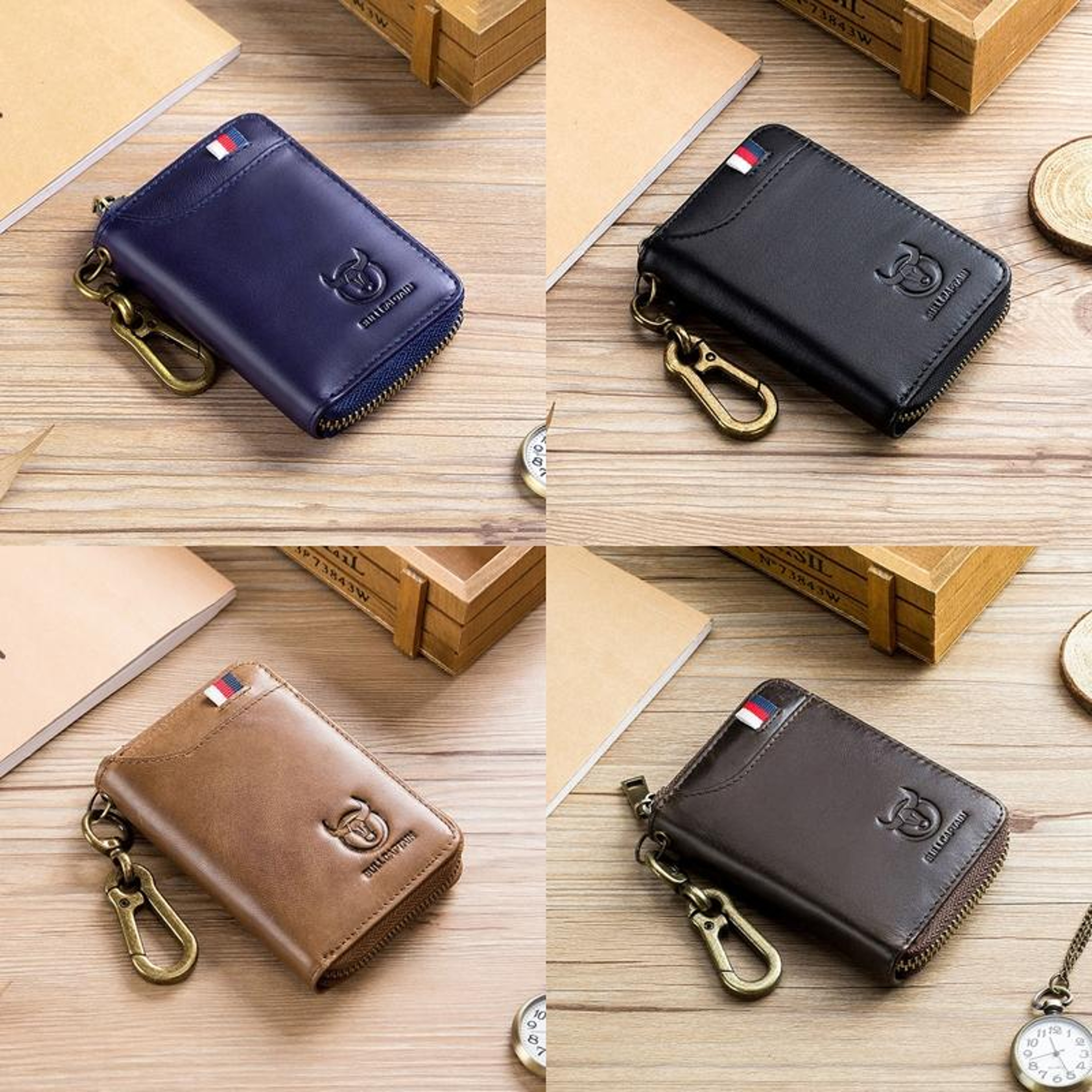 RFID Blocking Leather Coin Purse And Key Bag 1