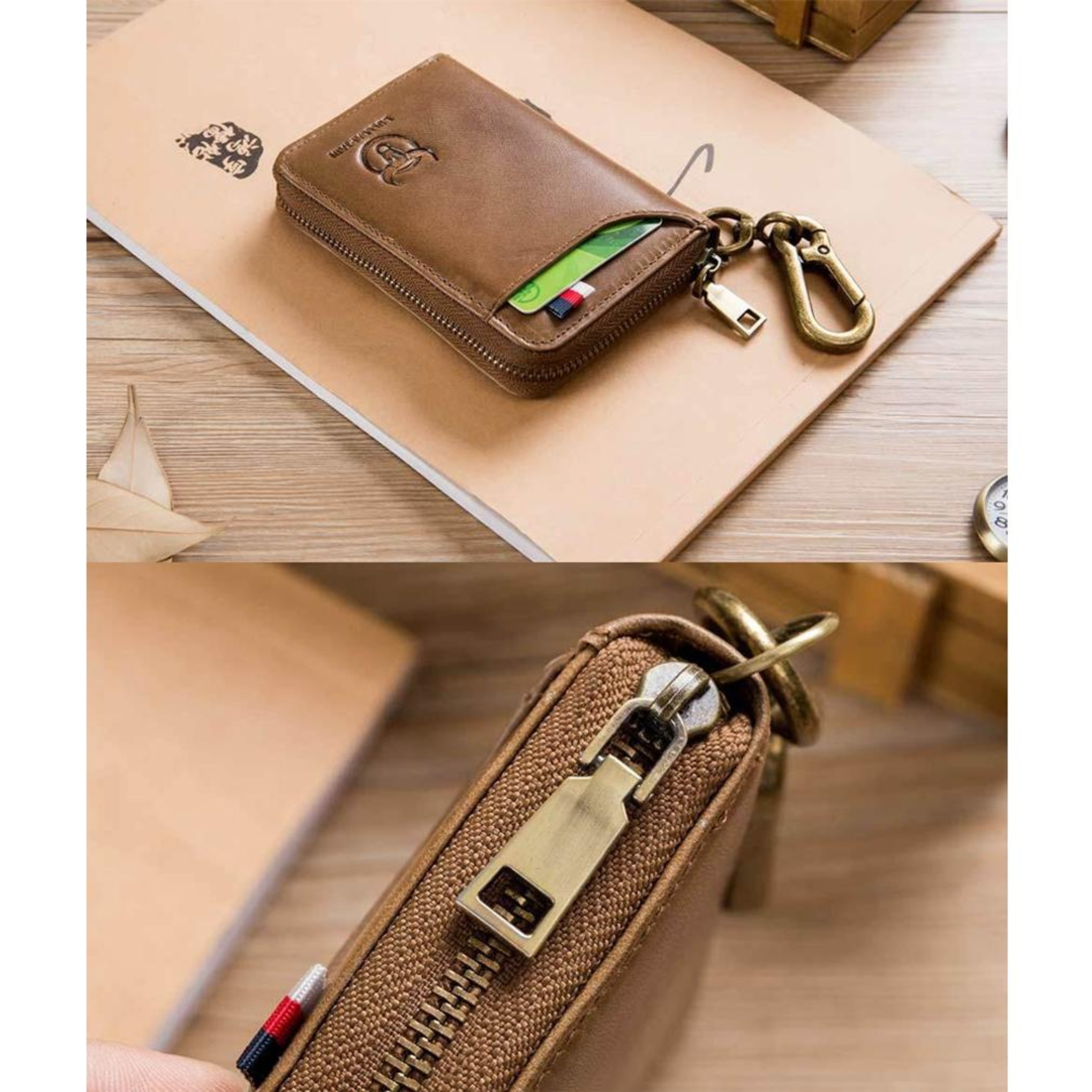 RFID Blocking Leather Coin Purse And Key Bag 10