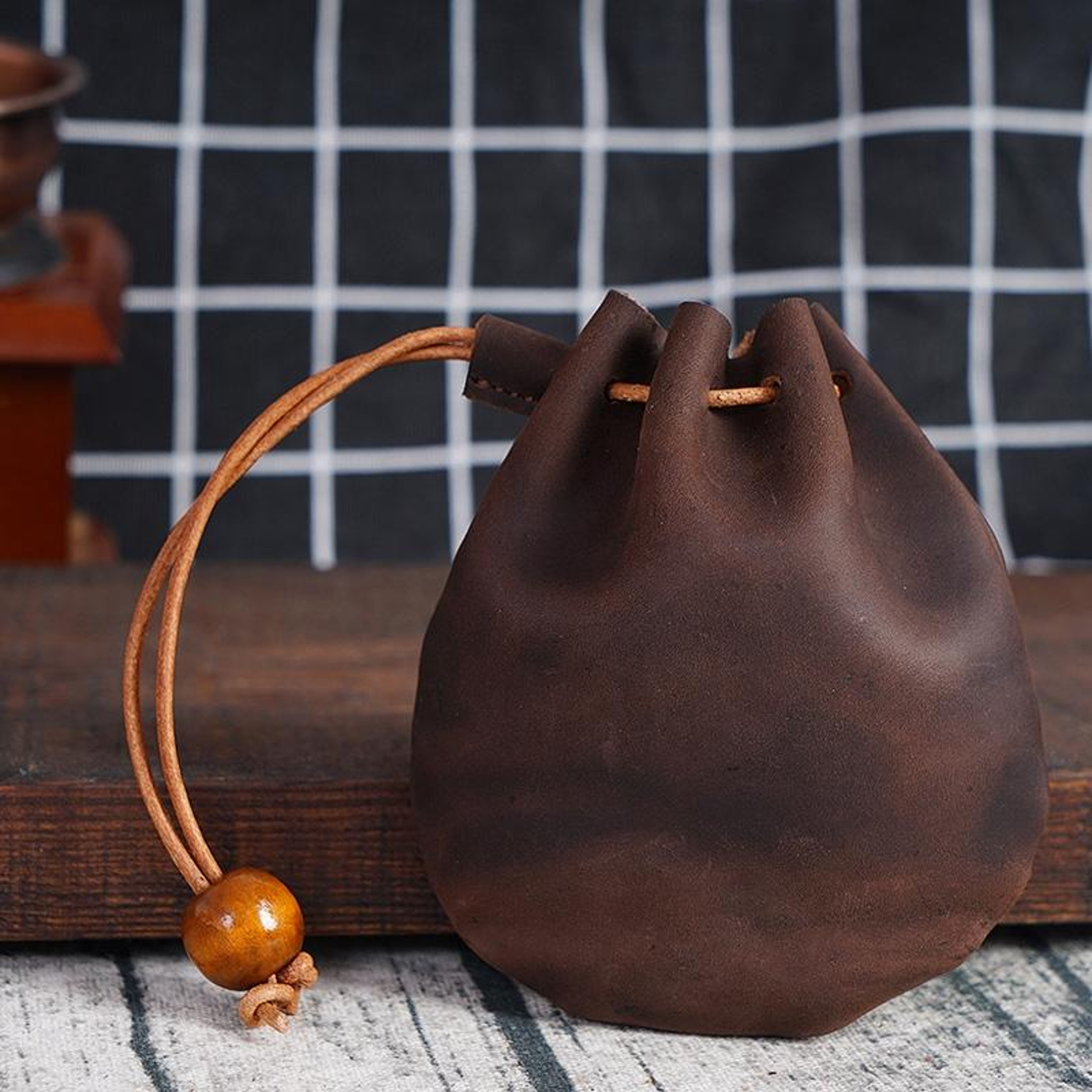 Blue Mini Coin Purse Organizer with Drawstring Closure – view 13