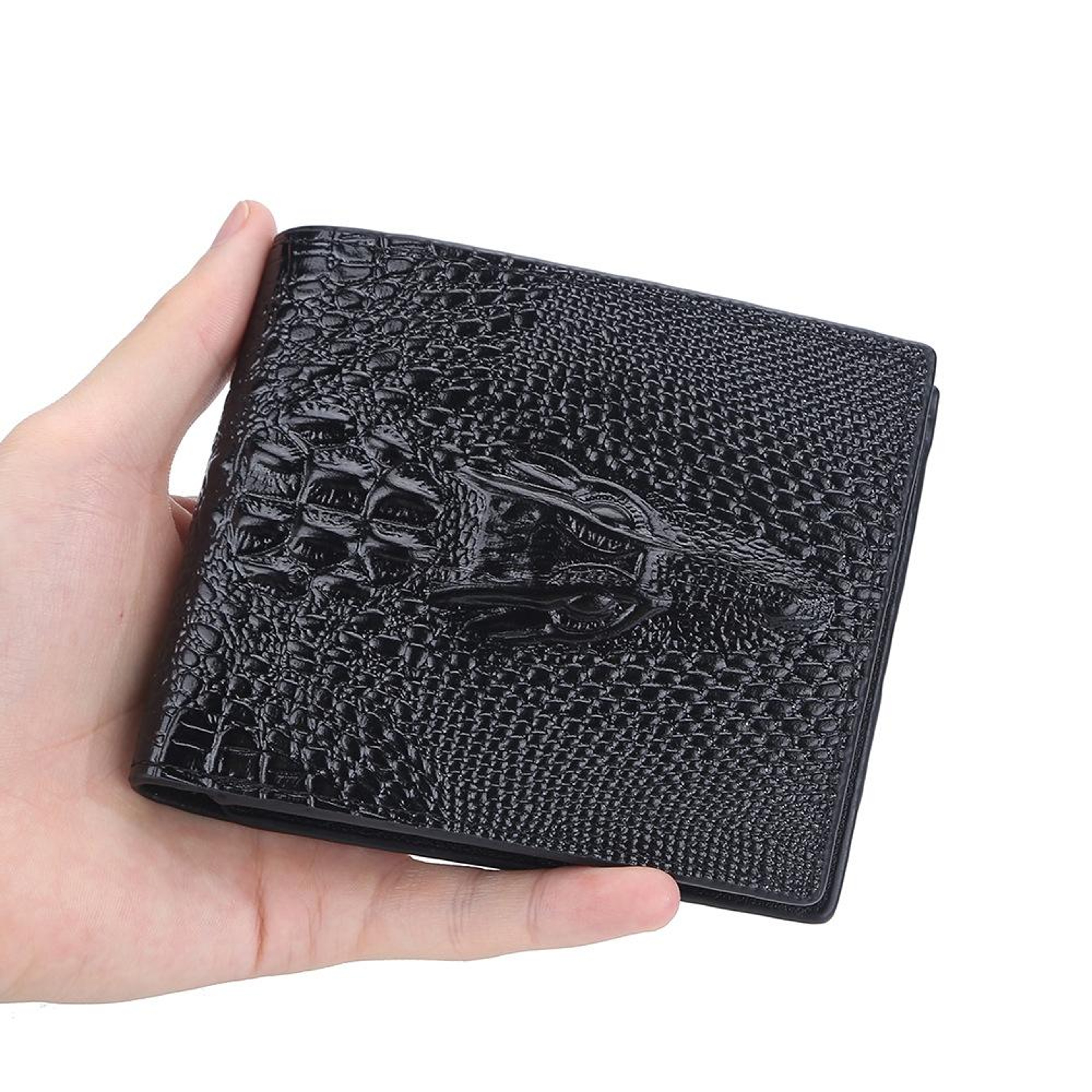 Mens Short Wallet with Crocodile Print and Multiple Card Slots – view 7