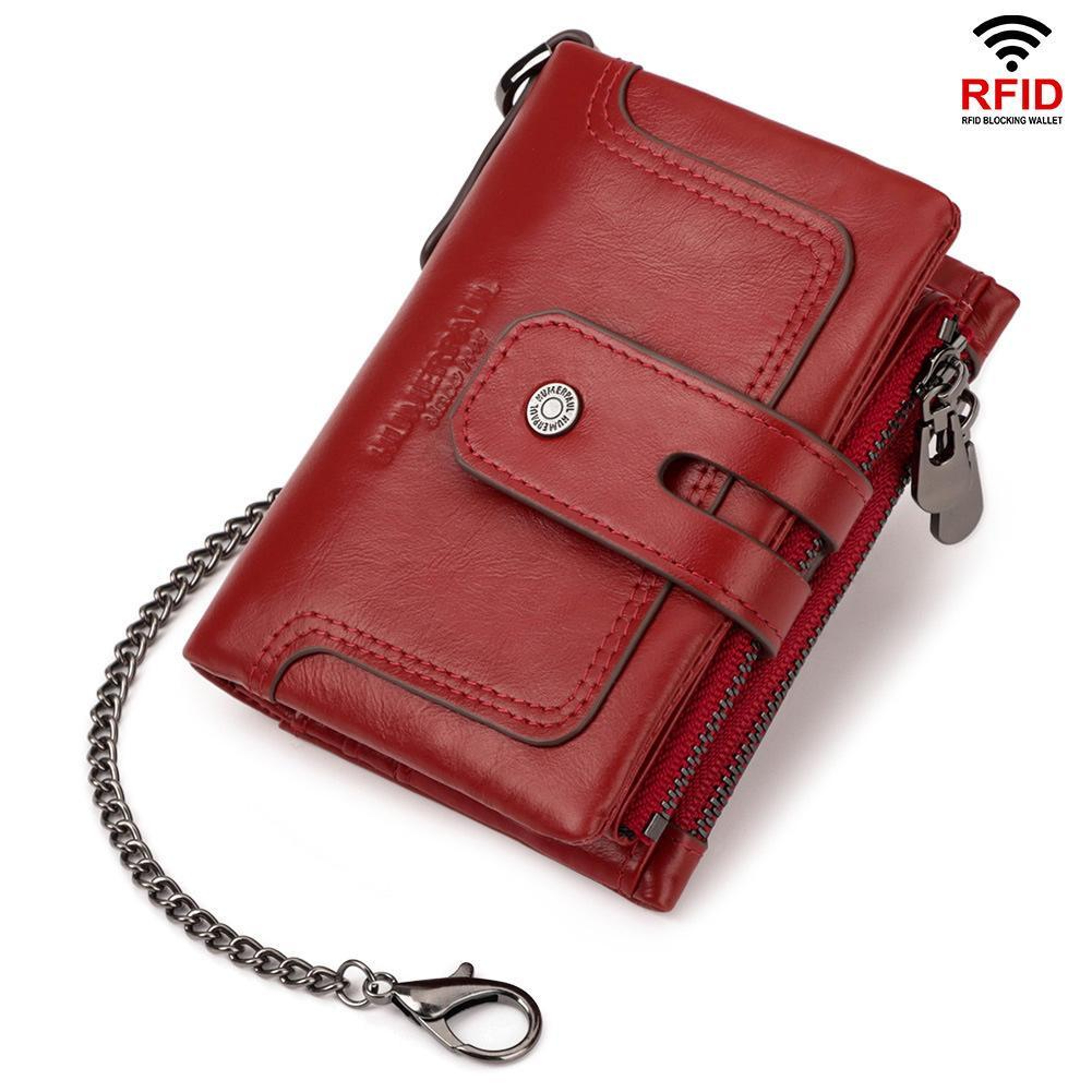 Tri Fold Leather Wallet for Men and Women with Double Zipper Coin Purse – view 9