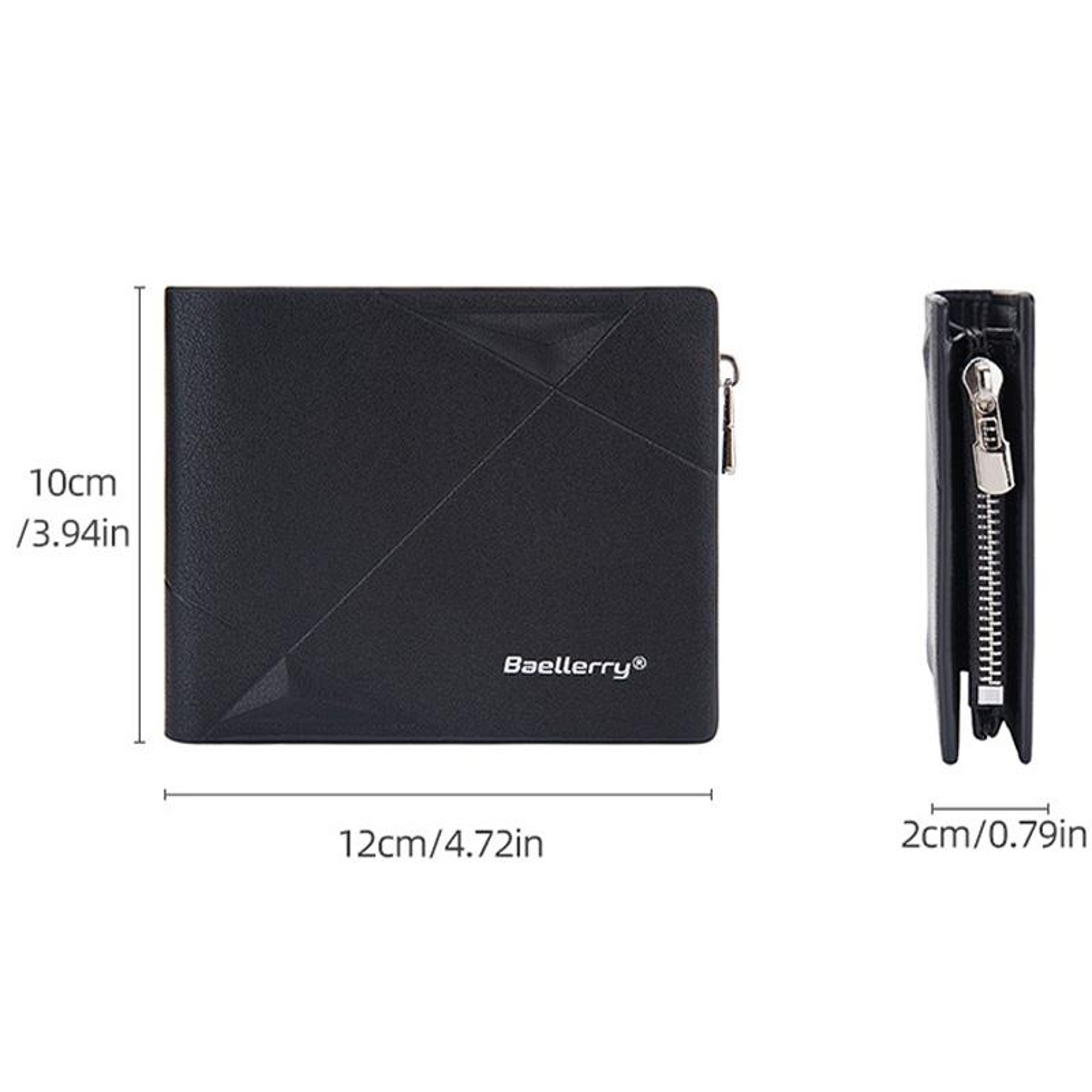 Mens Short Leather Wallet with Multiple Card Compartments and Zipper Coin Pocket – view 4