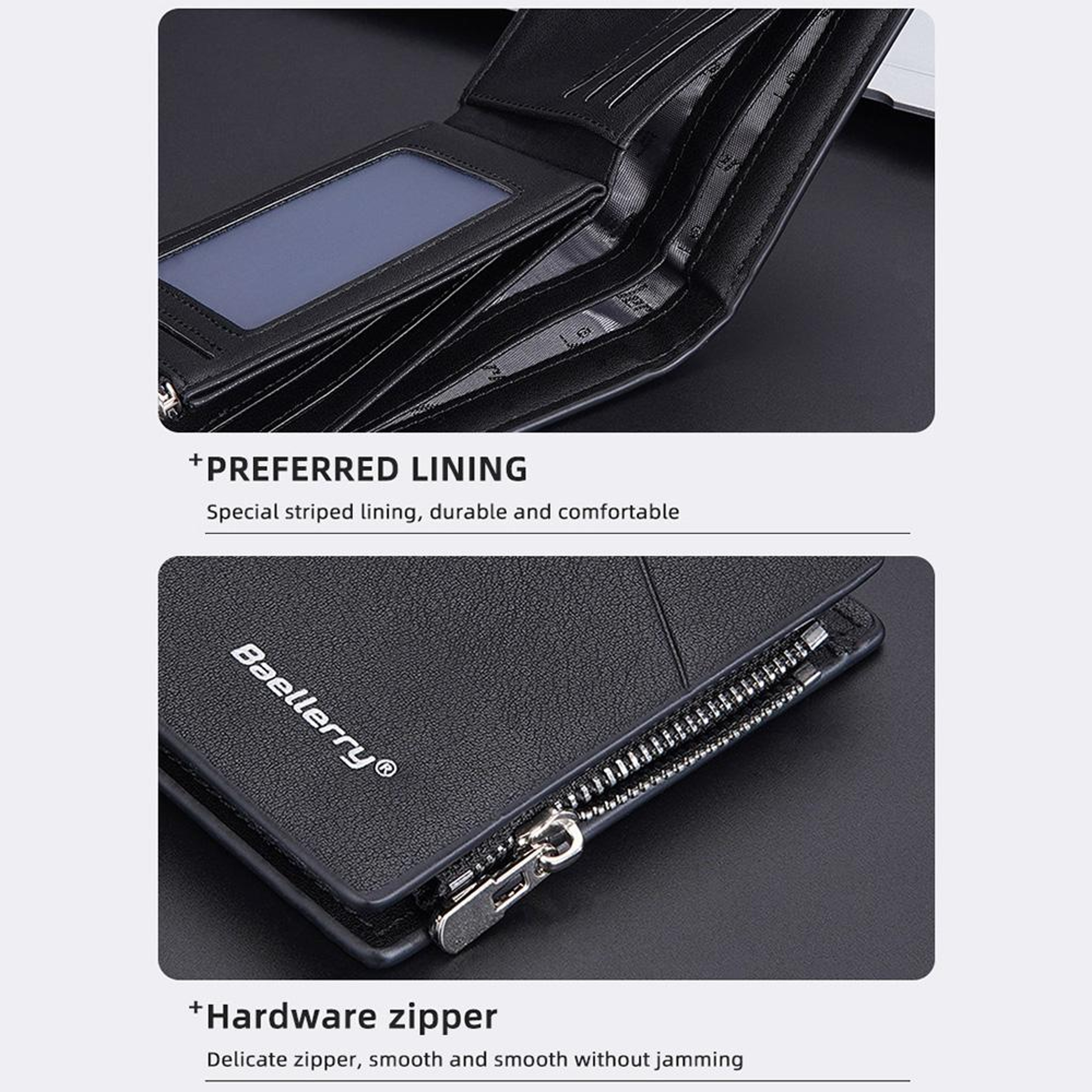 Mens Short Leather Wallet with Multiple Card Compartments and Zipper Coin Pocket – view 6