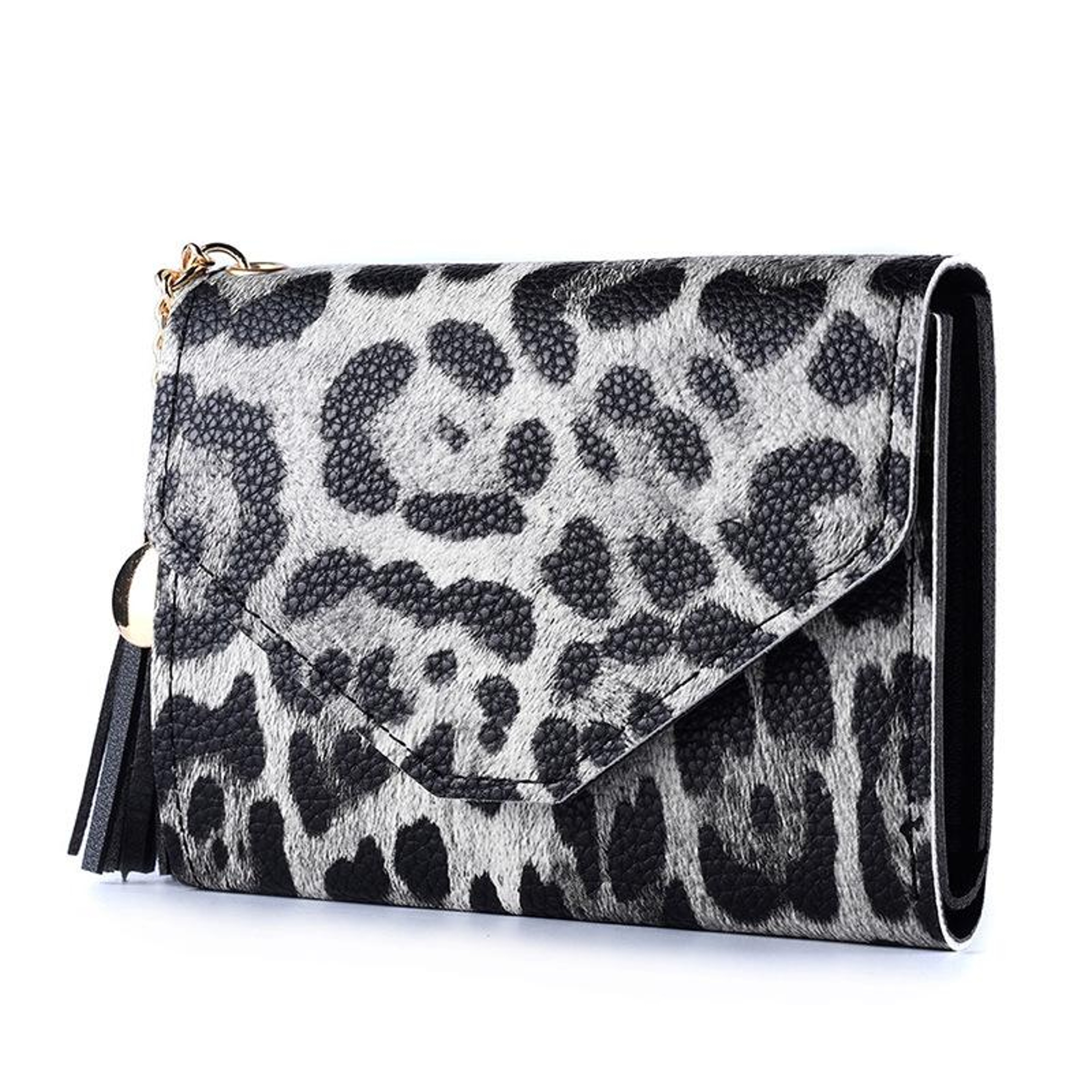 Womens Pink Crocodile Pattern Trifold Wallet with Tassel and Card Holder – view 8