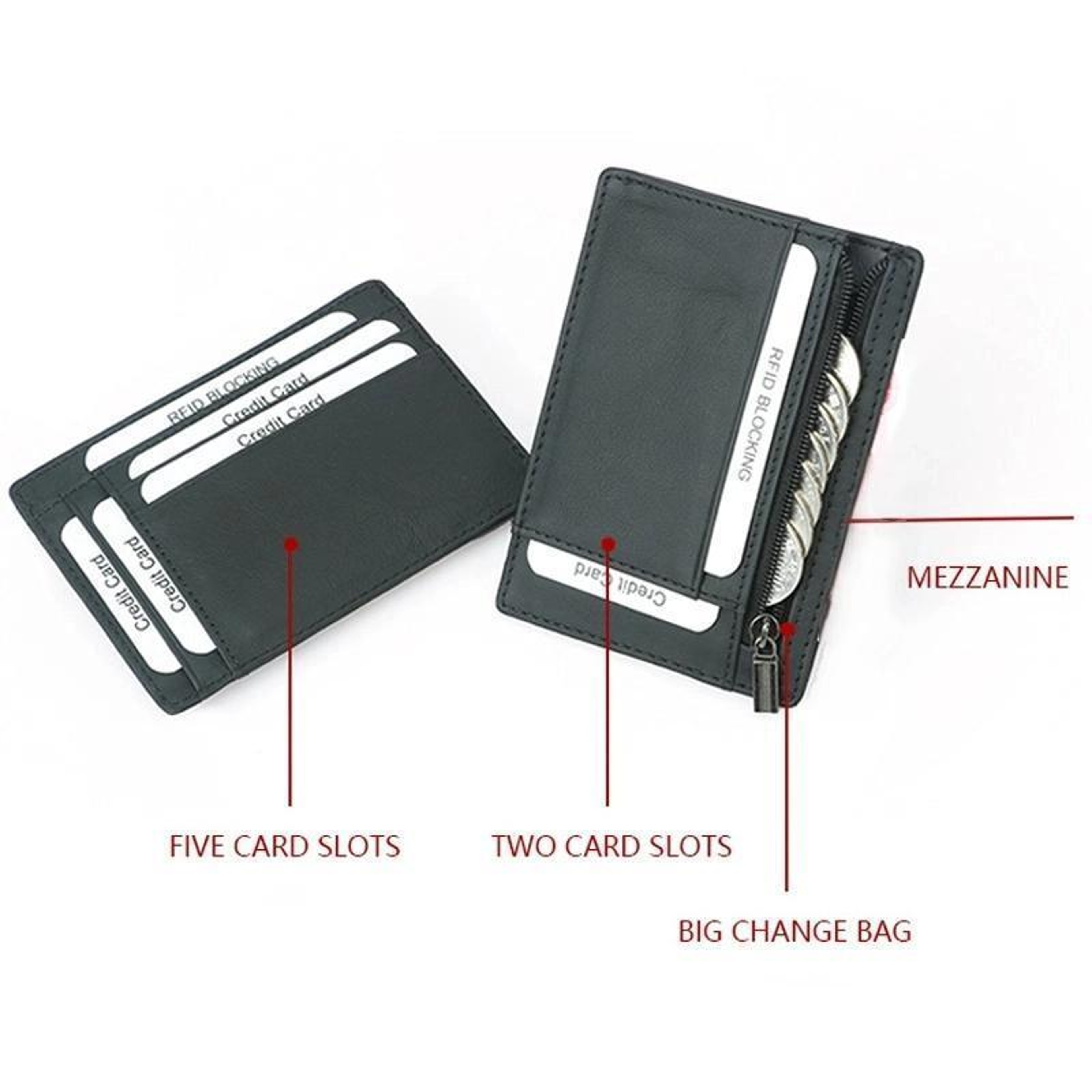 RFID Blocking Card Wallet with Zipper Coin Pocket and 8 Card Slots – view 8