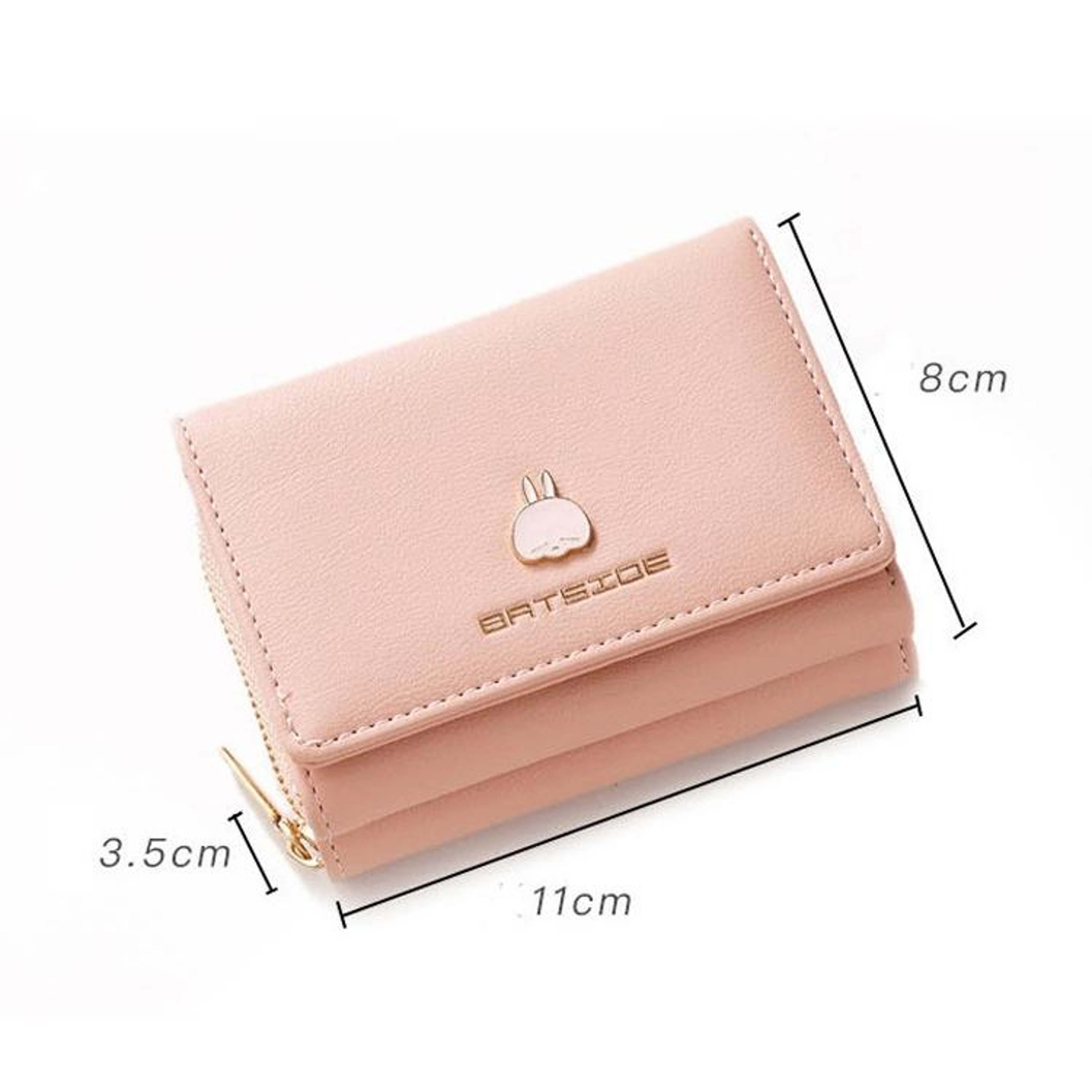 Womens Tri Fold Wallet with Zipper and Cartoon Charm in Light Blue – view 3