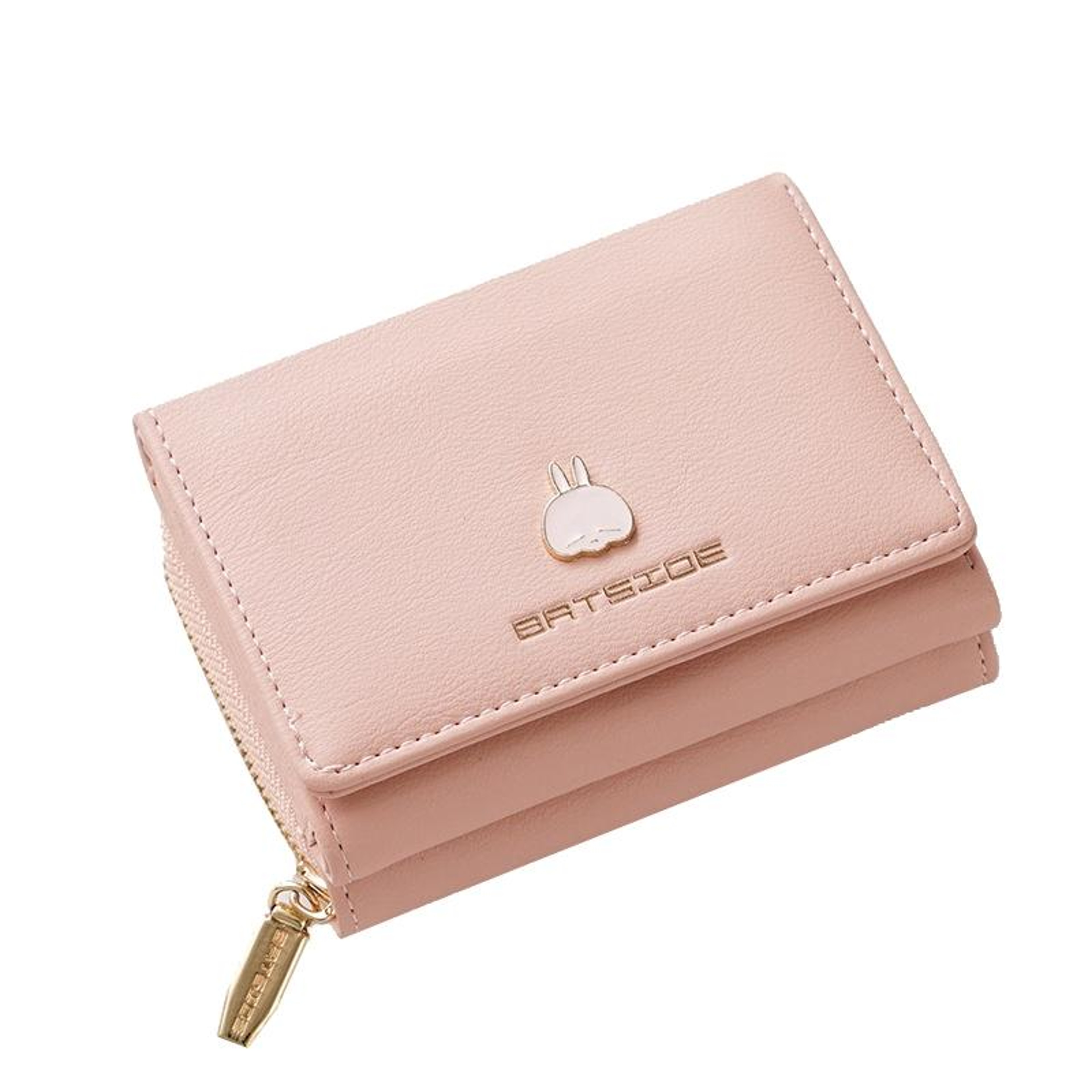 Womens Tri Fold Wallet with Zipper and Cartoon Charm in Light Blue – view 9