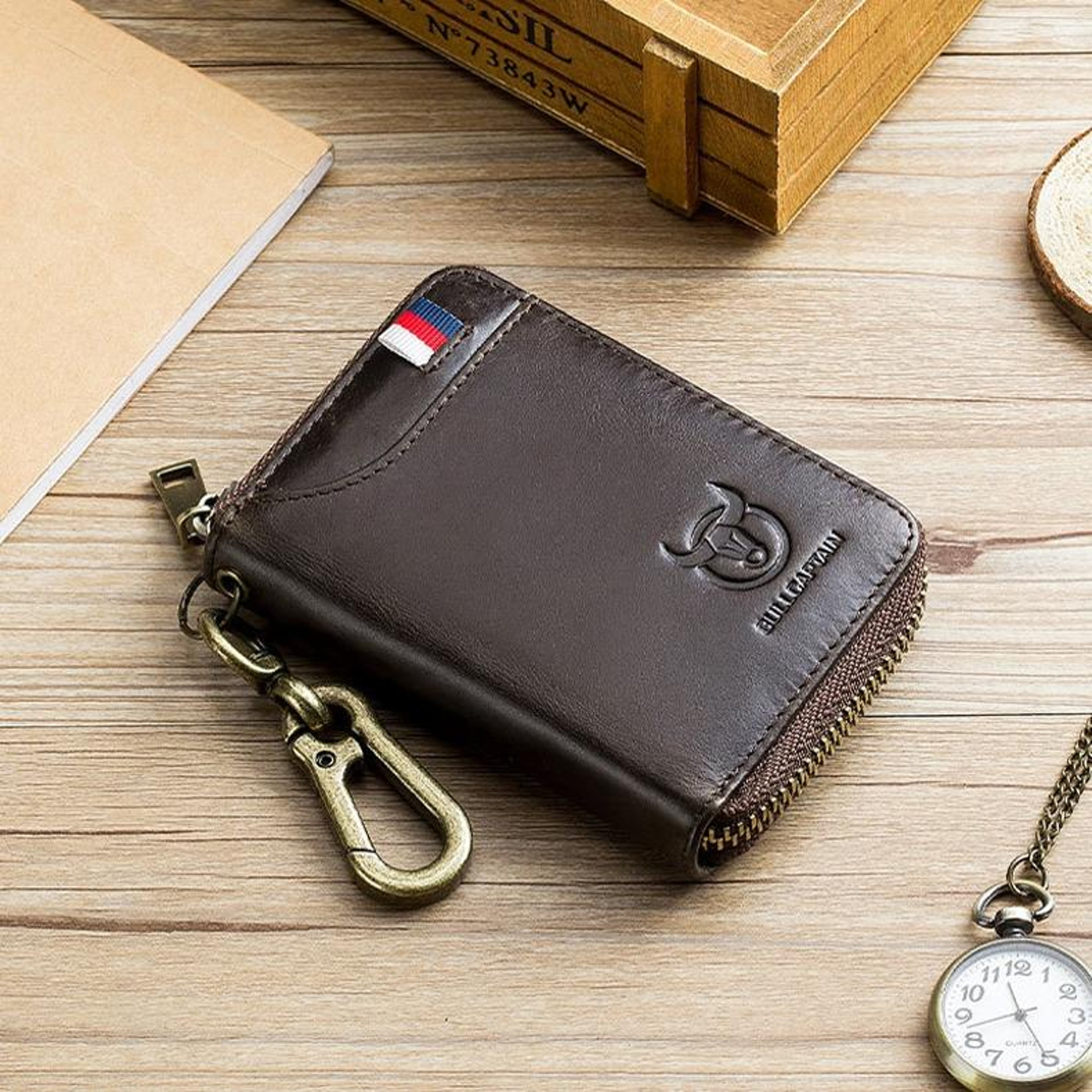 Black Leather Coin Purse With RFID Blocking And Zipper Closure 6