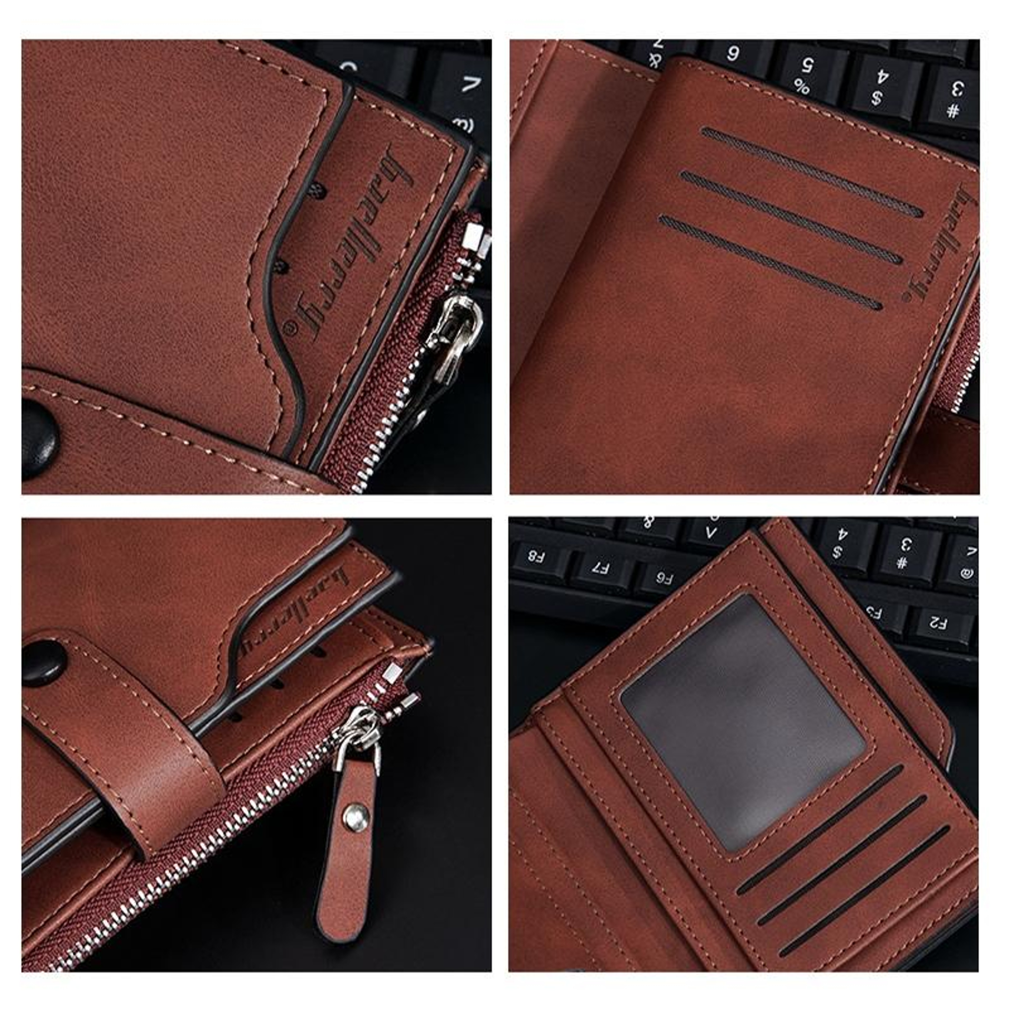 RFID Anti Theft Tri Fold Wallet for Men with Zipper Coin Pocket – view 6