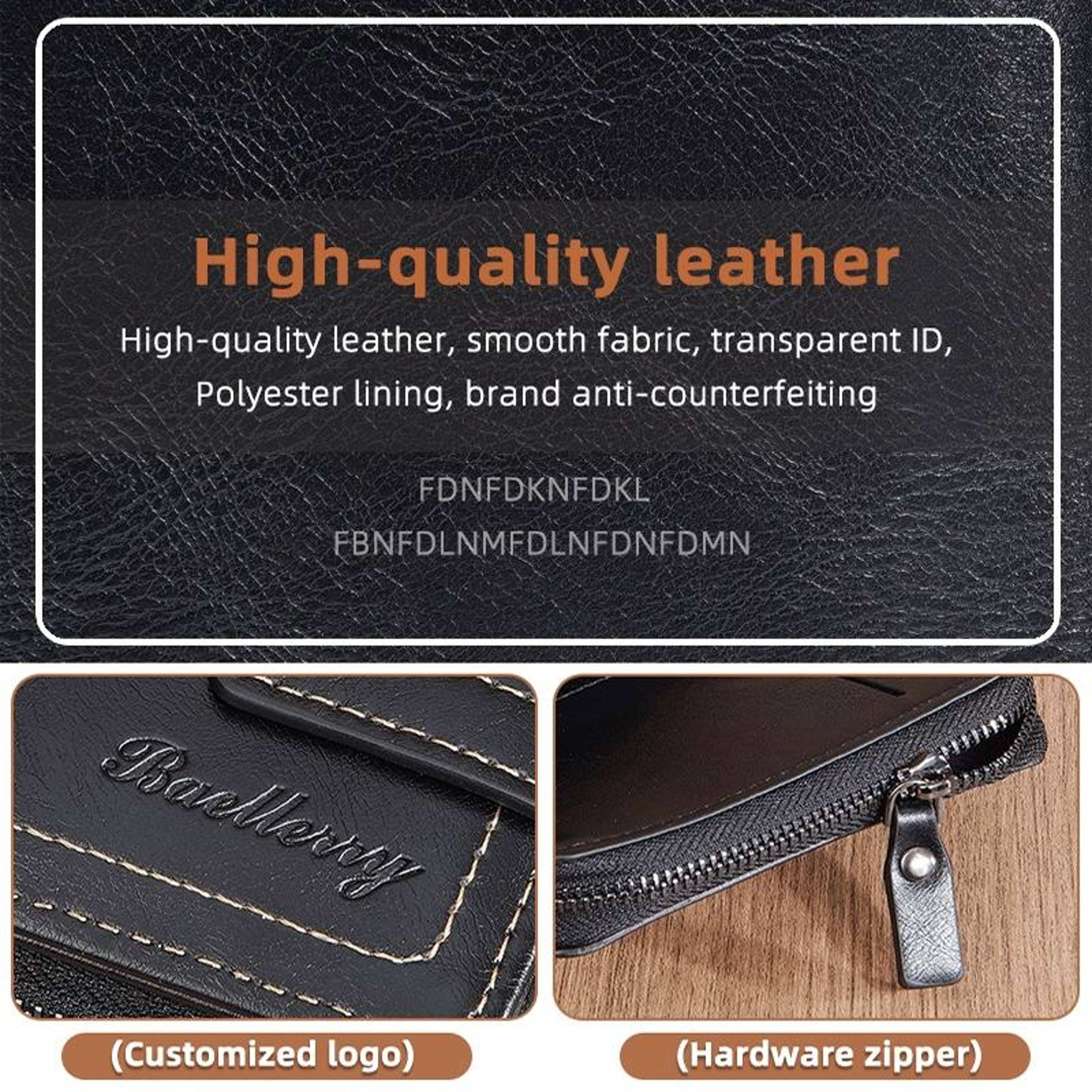 RFID Anti Theft Tri Fold Wallet for Men with Zipper and 12 Card Slots – view 7