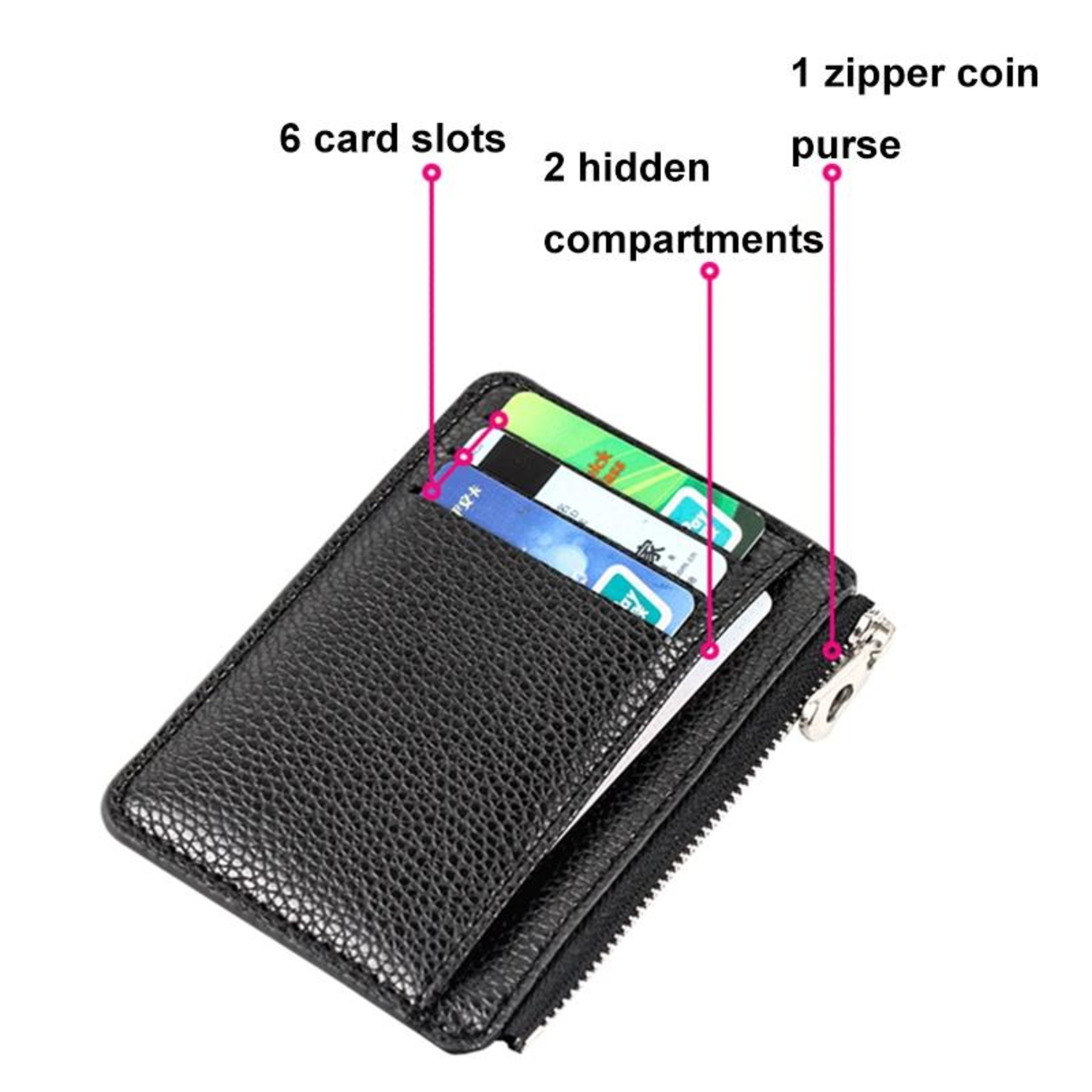 Mini PU Leather Card Holder & Coin Purse with Multiple Card Slots in Blue – view 4