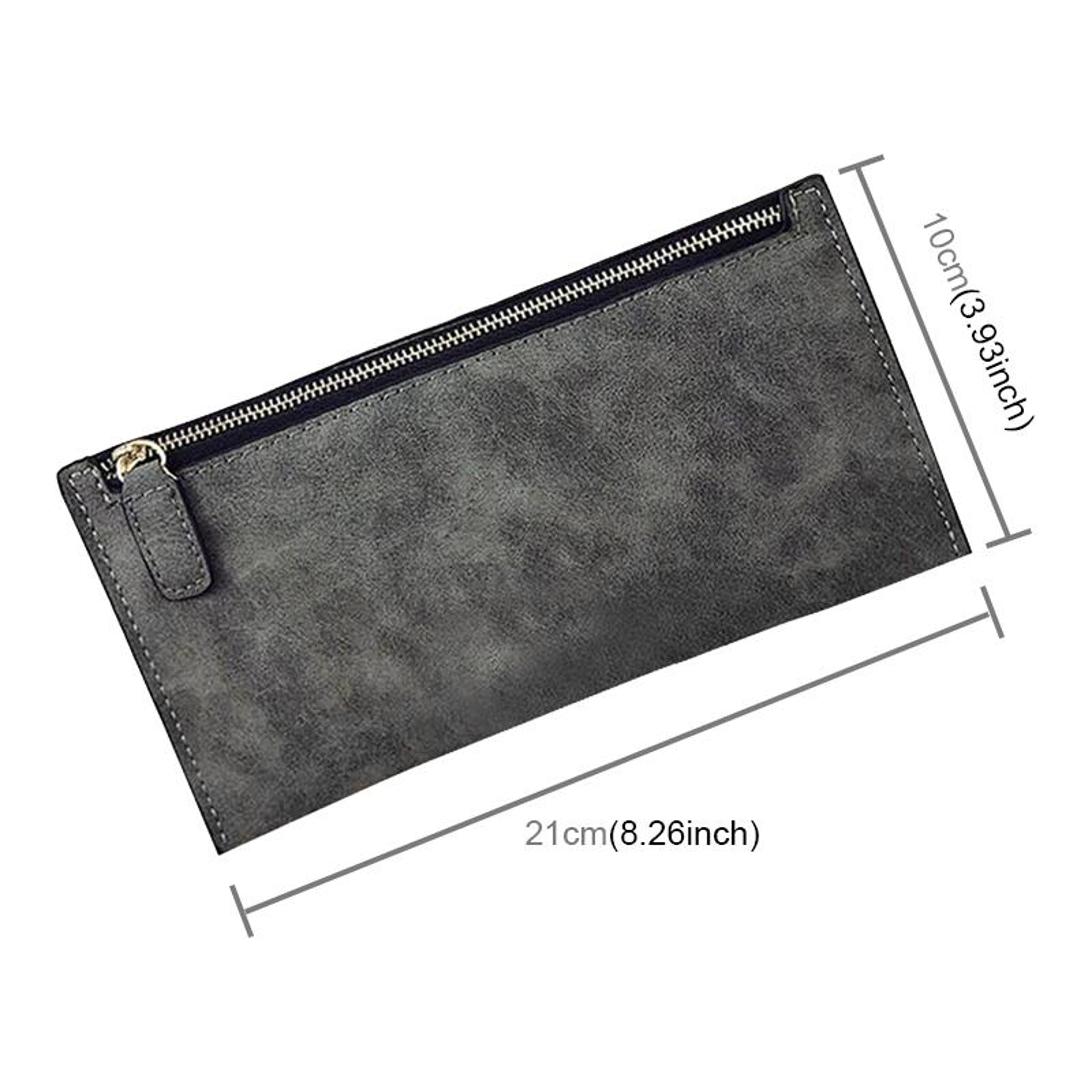 Long PU Leather Wallet for Women with Zipper Closure and Card Holder in Dark Grey – view 2