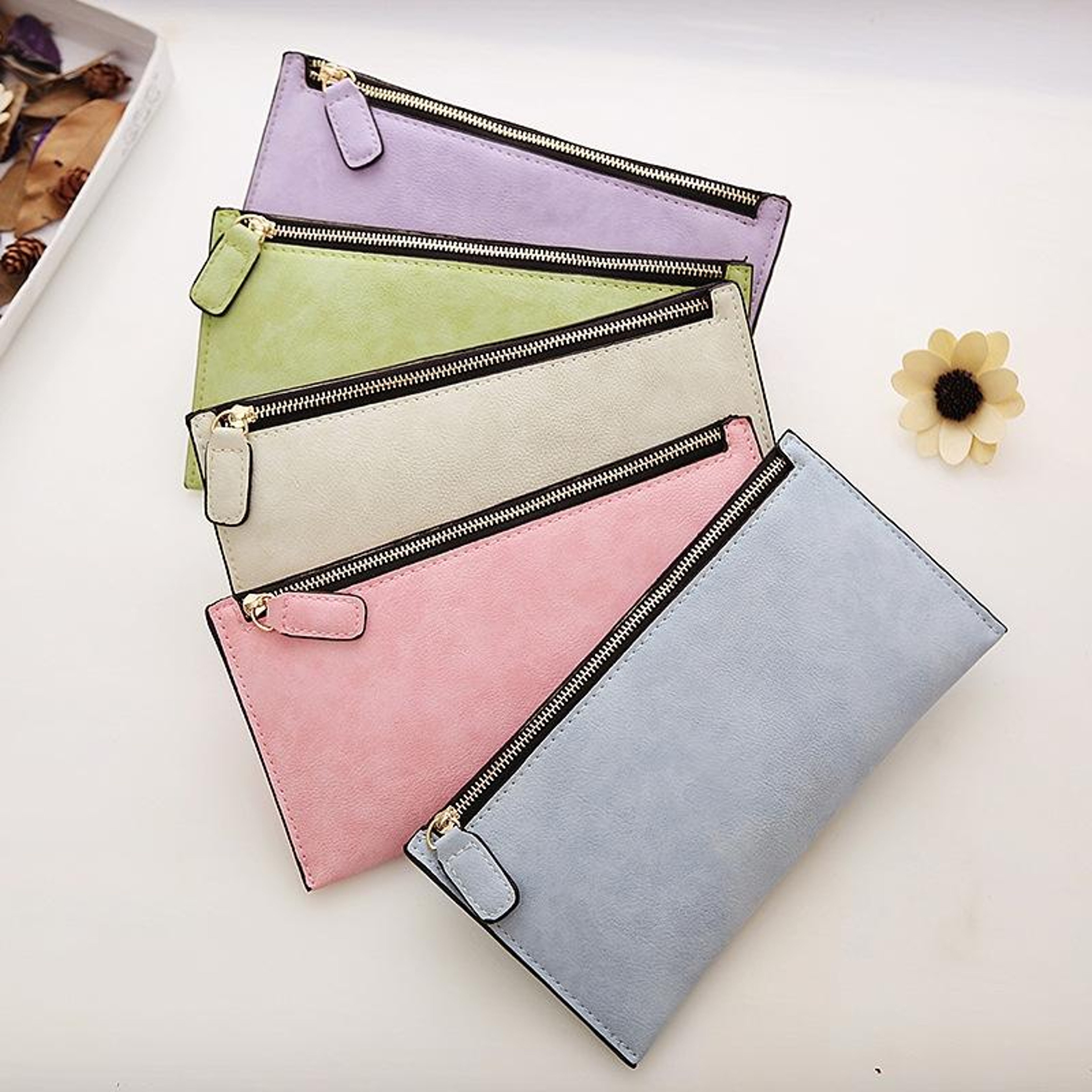Long PU Leather Wallet for Women with Zipper Closure and Card Holder in Dark Grey – view 6