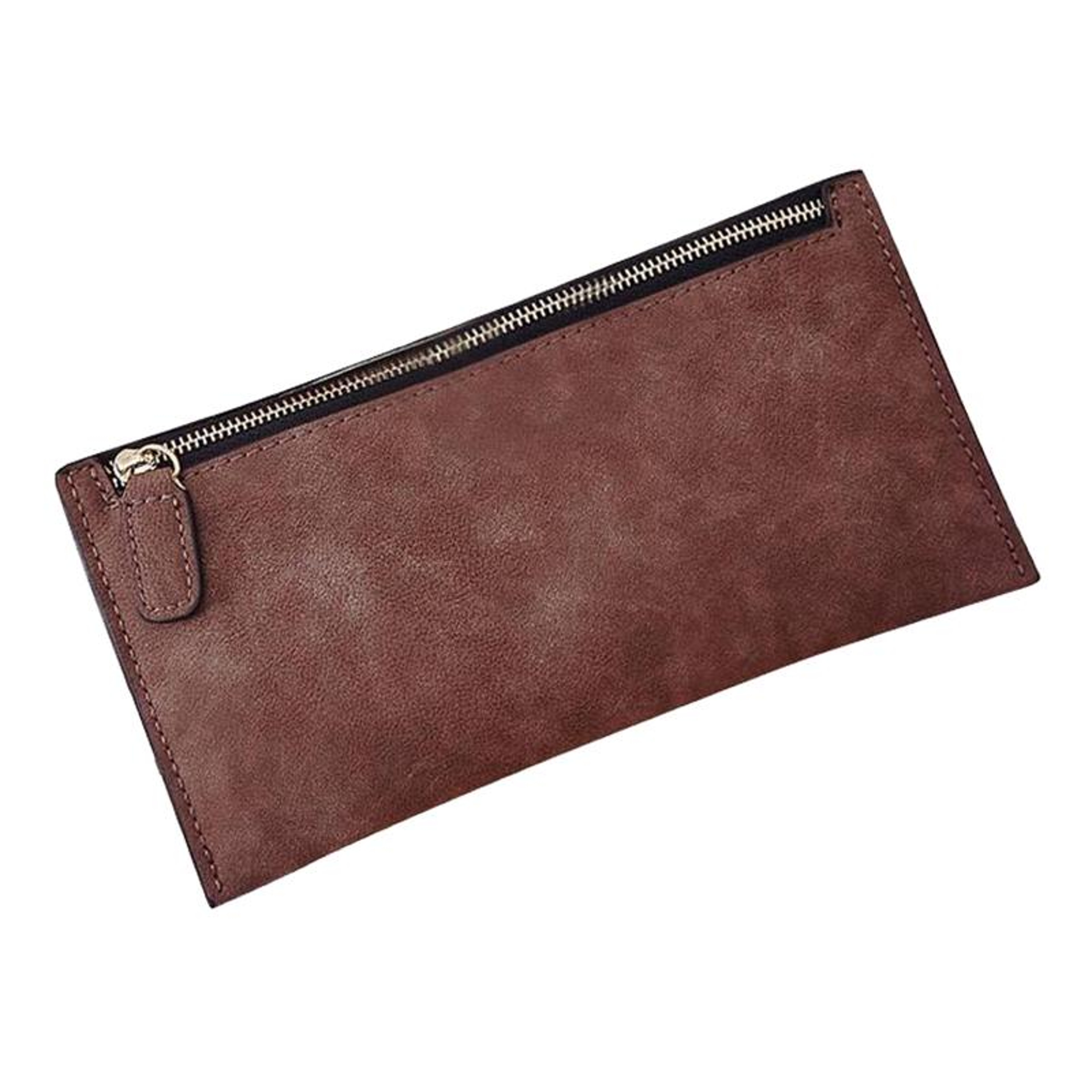 Long PU Leather Wallet for Women with Zipper Closure and Card Holder in Dark Grey – view 11