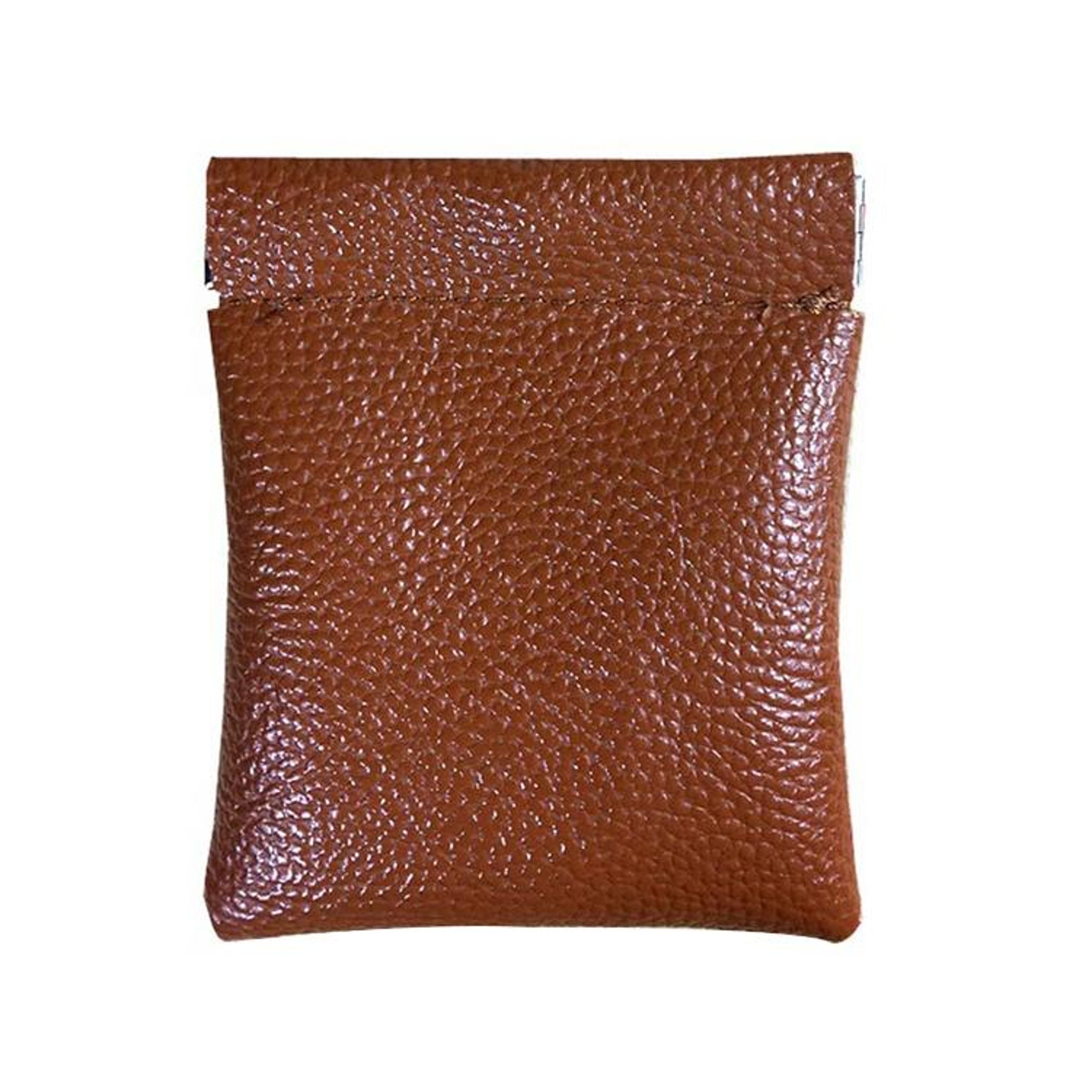 Mini Coin Purse for Women and Men in Brown PU Leather – view 2