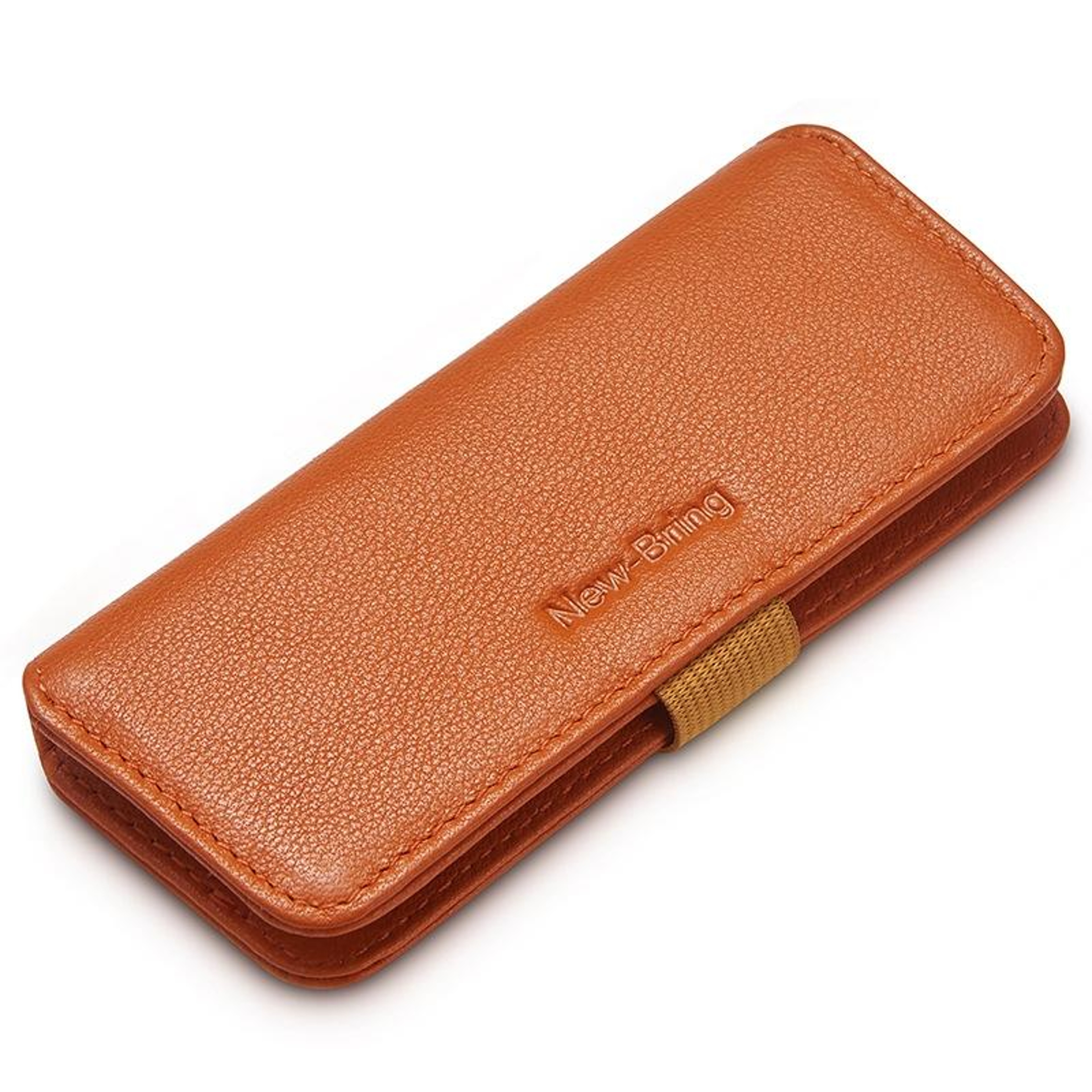 Small Leather Cosmetic Bag with Zipper in Purple – view 10
