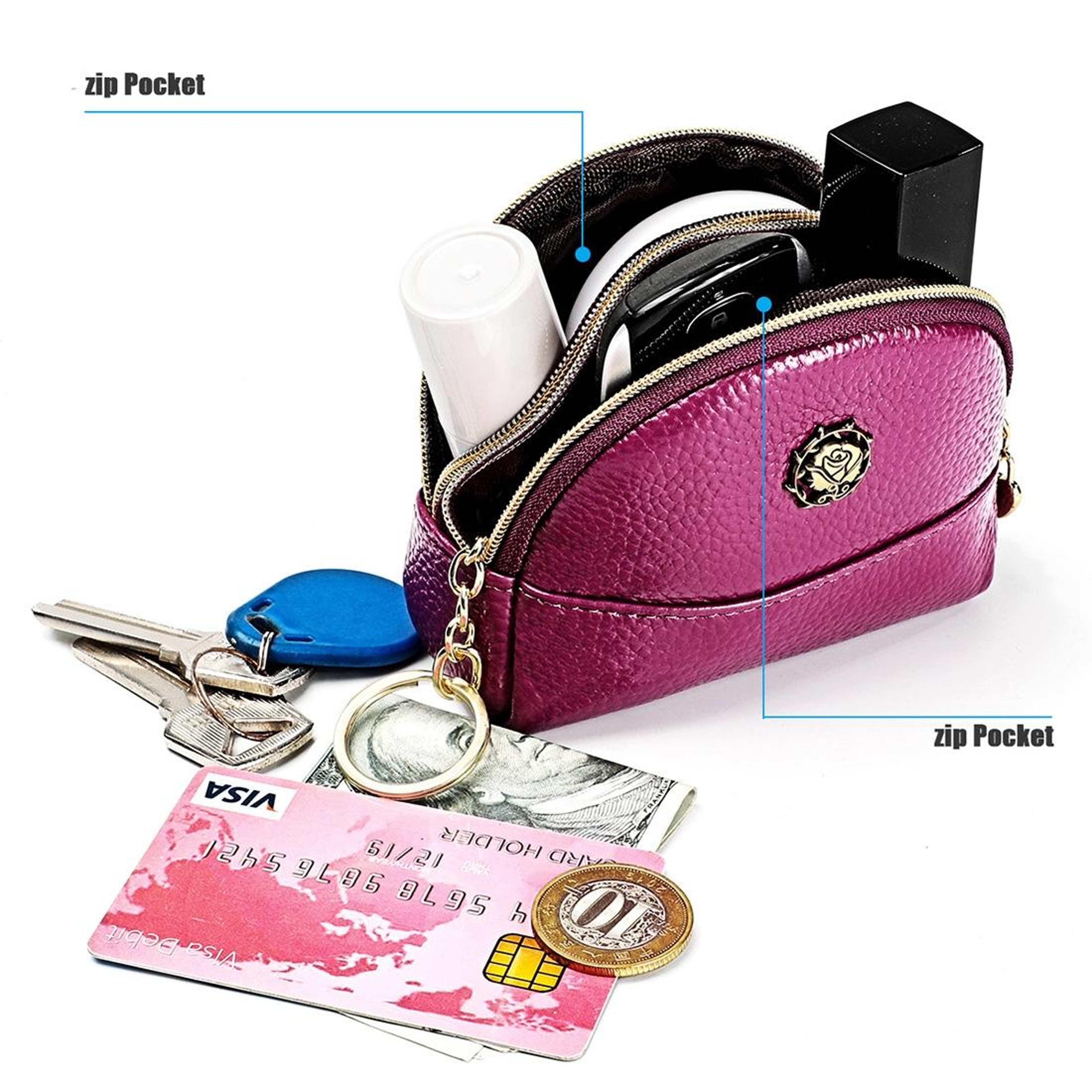 Leather Cosmetic Bag and Zipper Wallet – view 6