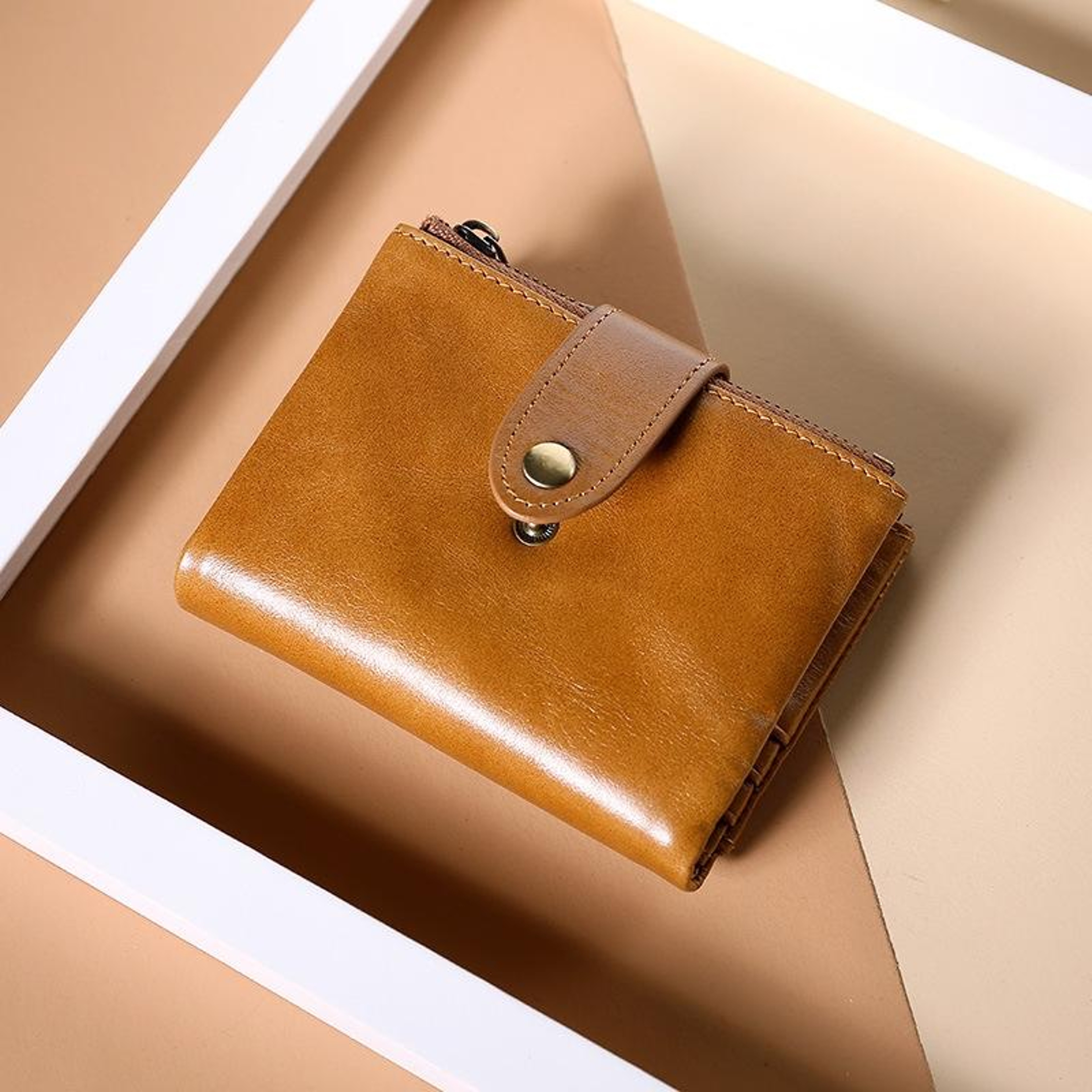 Compact Leather Cosmetic Bag And Zipper Wallet 0